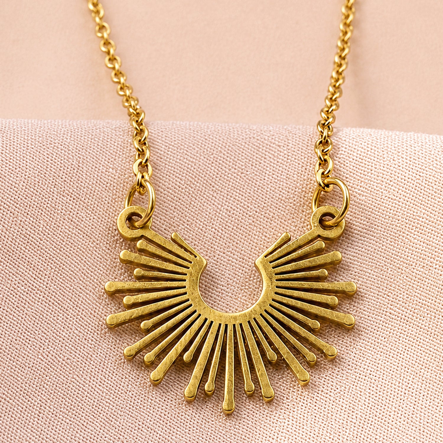 Artklim Radiant Sunburst Statement Anti-Tarnish Pendant Necklace