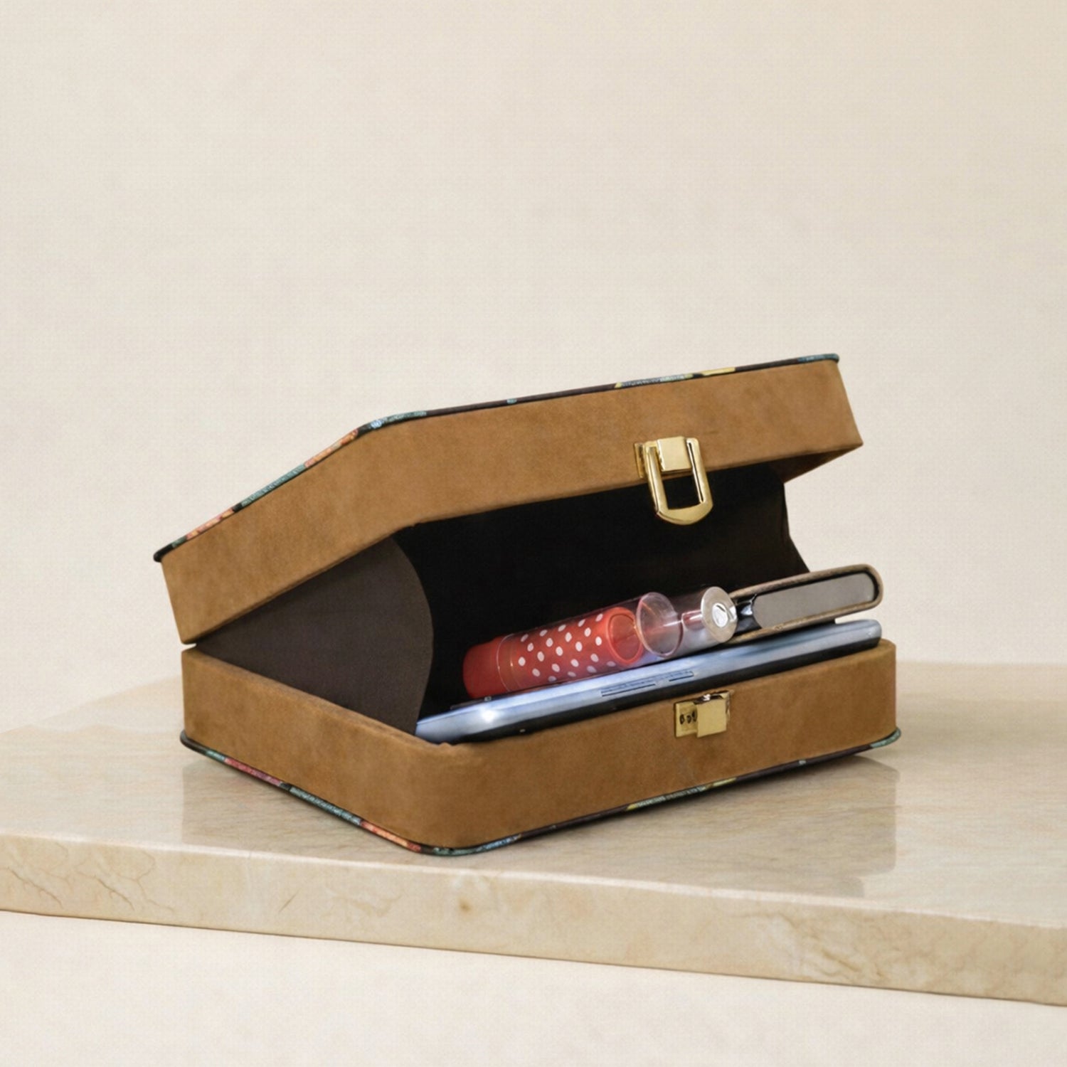 Peach Flower Printed MDF Clutch