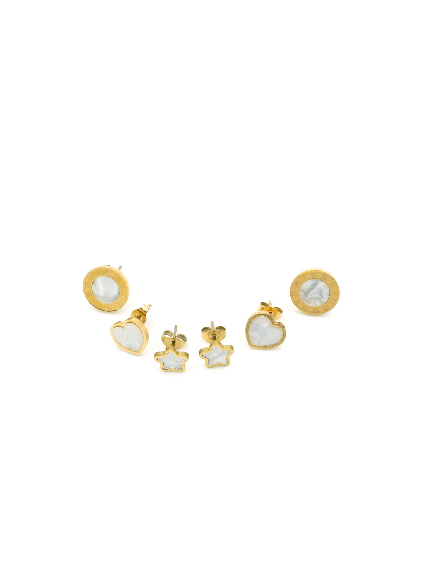 Artklim Golden-Plated MOP Earrings Set of 3