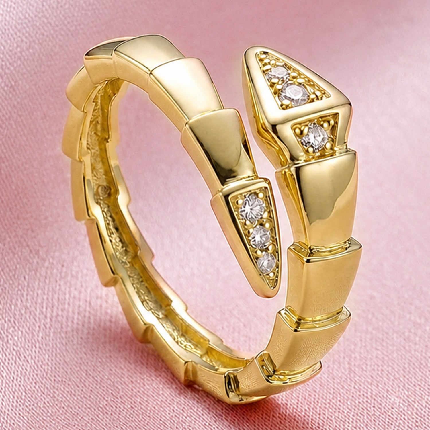 Artklim Geometric Link Gold Crystal Anti-Tarnish Ring