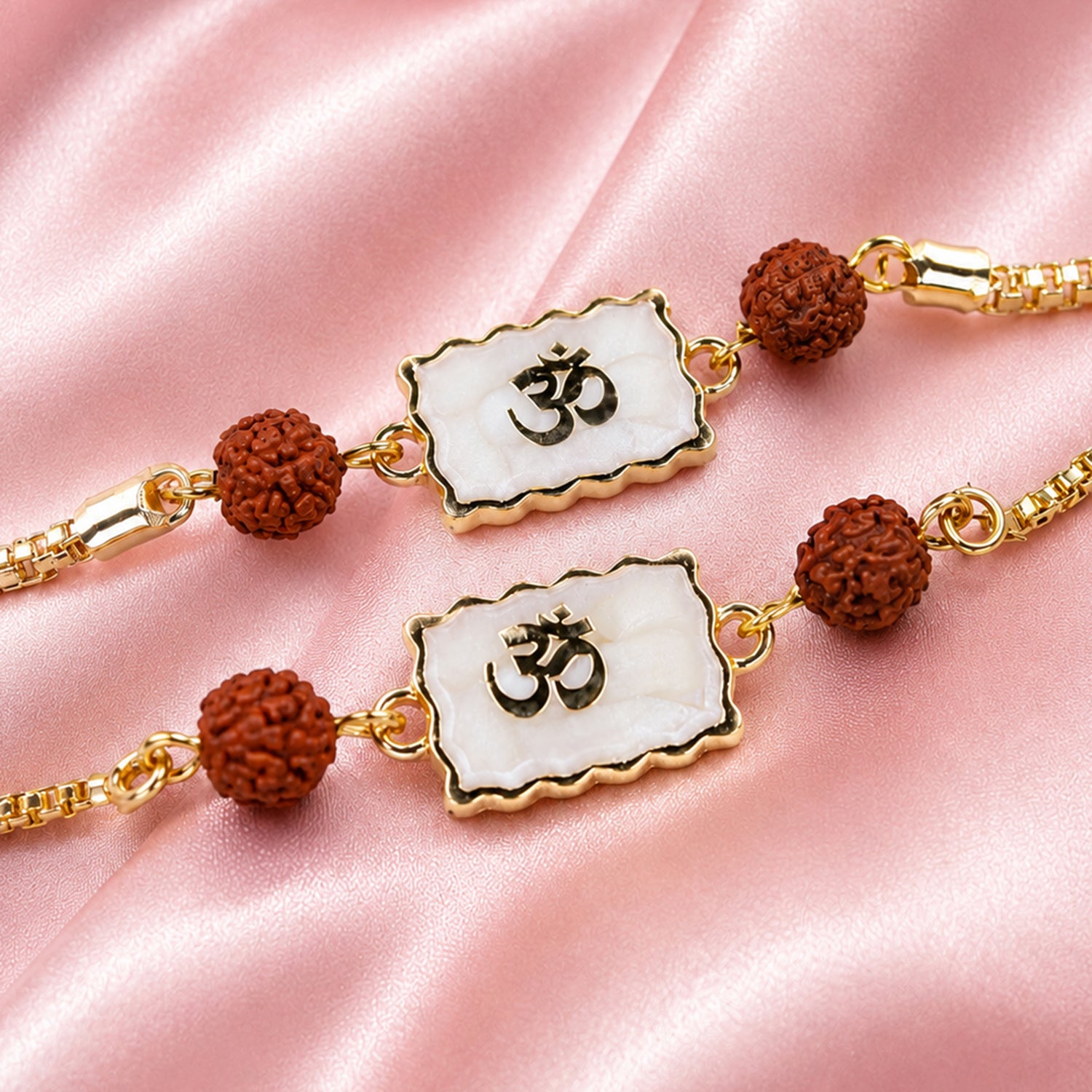 Artklim Om Rudraksha Bhaiya Bhabhi Rakhi Pair
