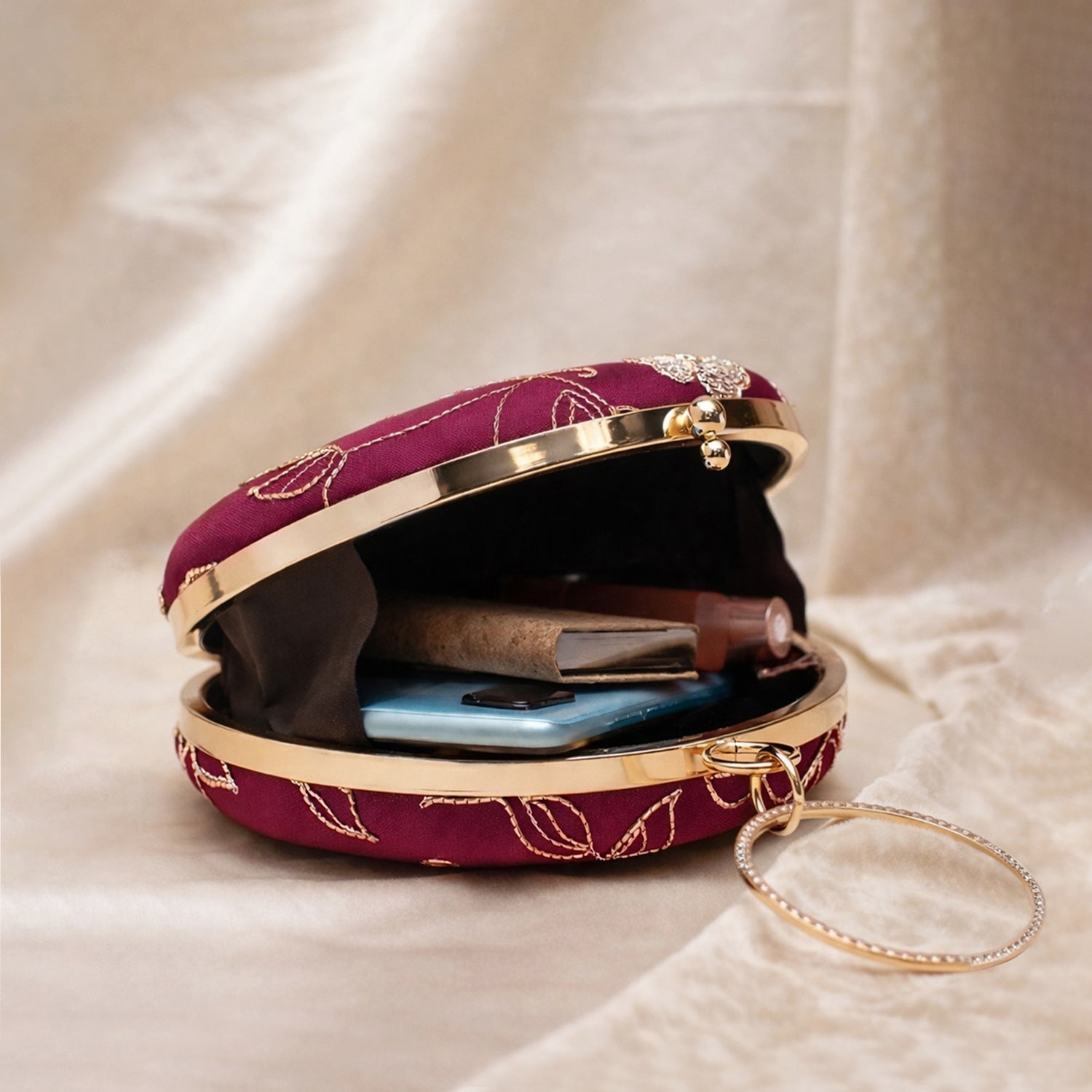 Artklim Maroon with Golden Leafy Trails