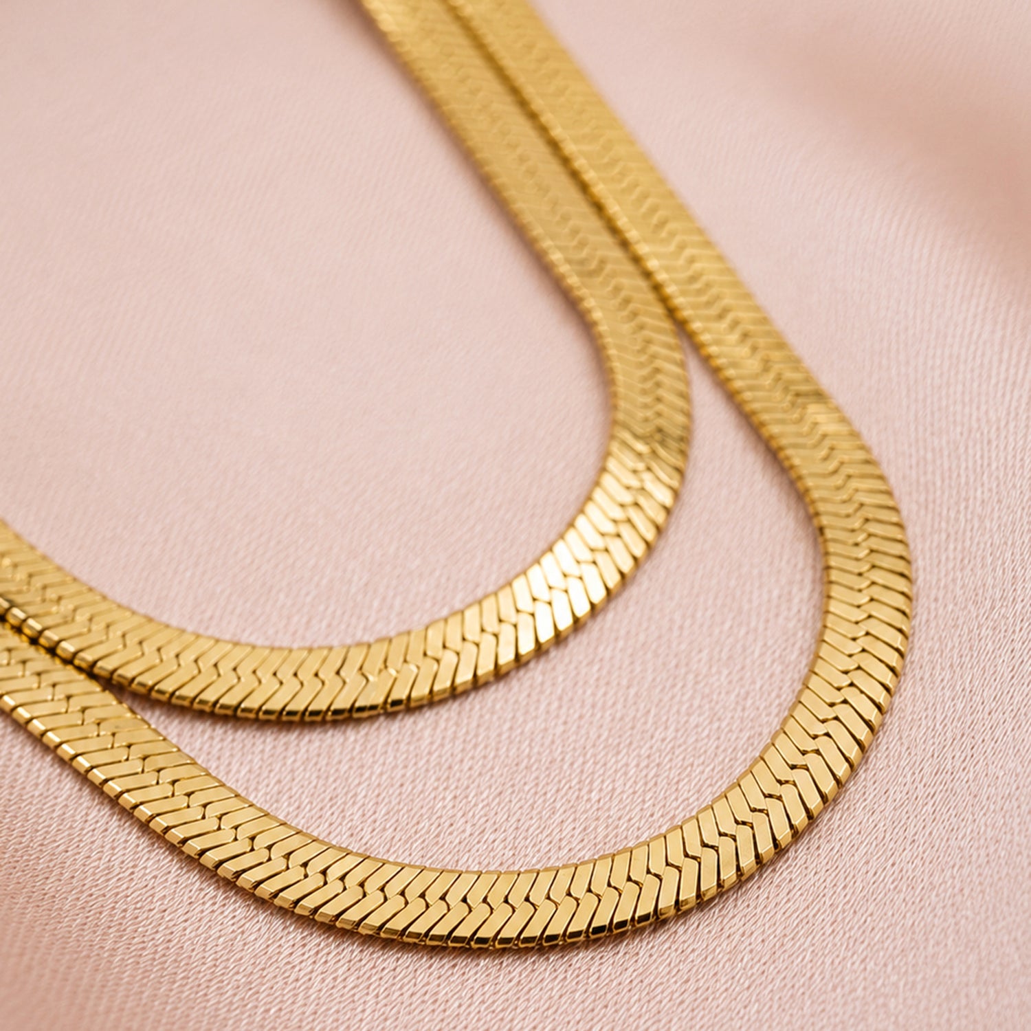 Artklim Classic Herringbone Chain Anti-Tarnish Pendant Necklace