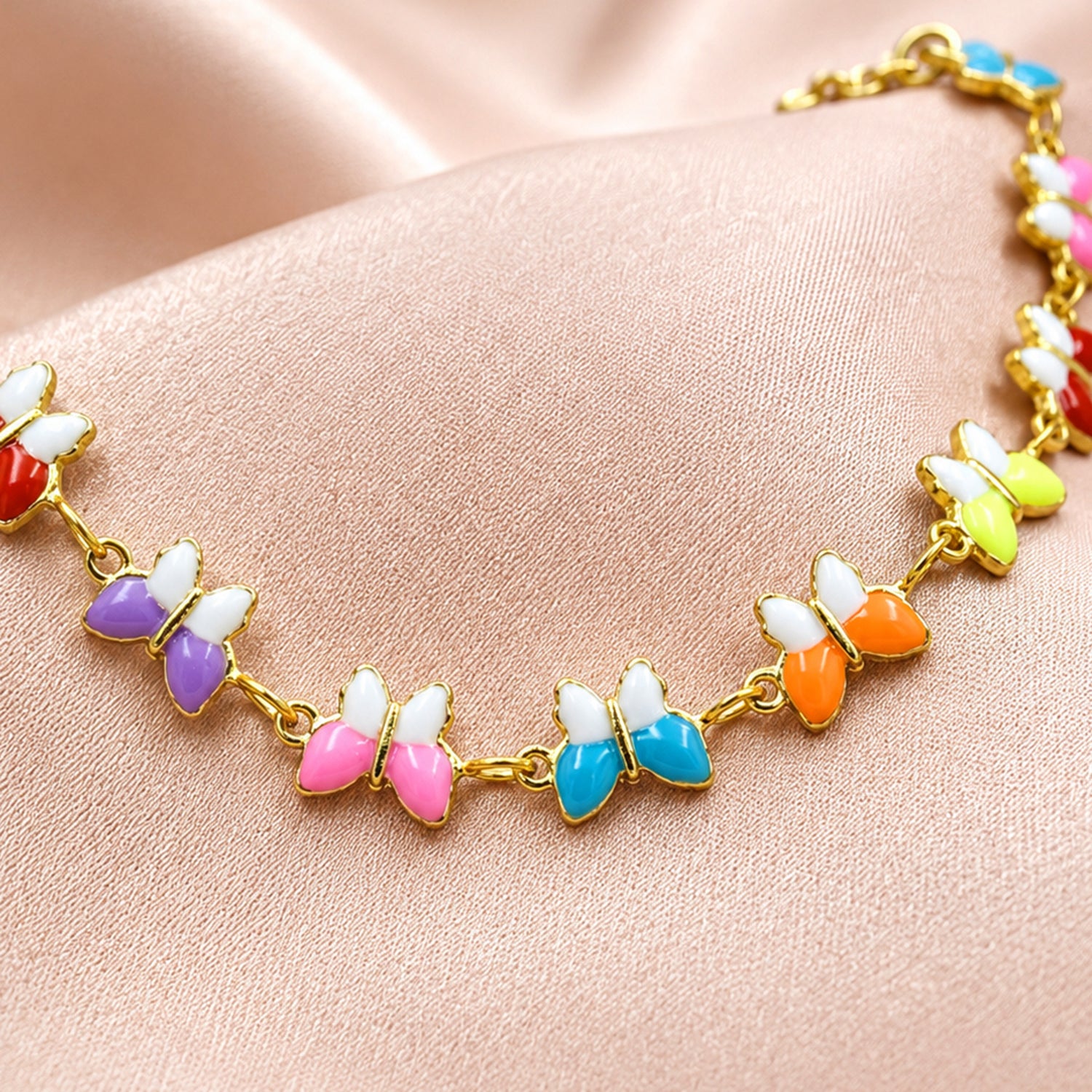 Artklim Multicolor Butterfly Charm Gold Chain Anti-Tarnish Anklet