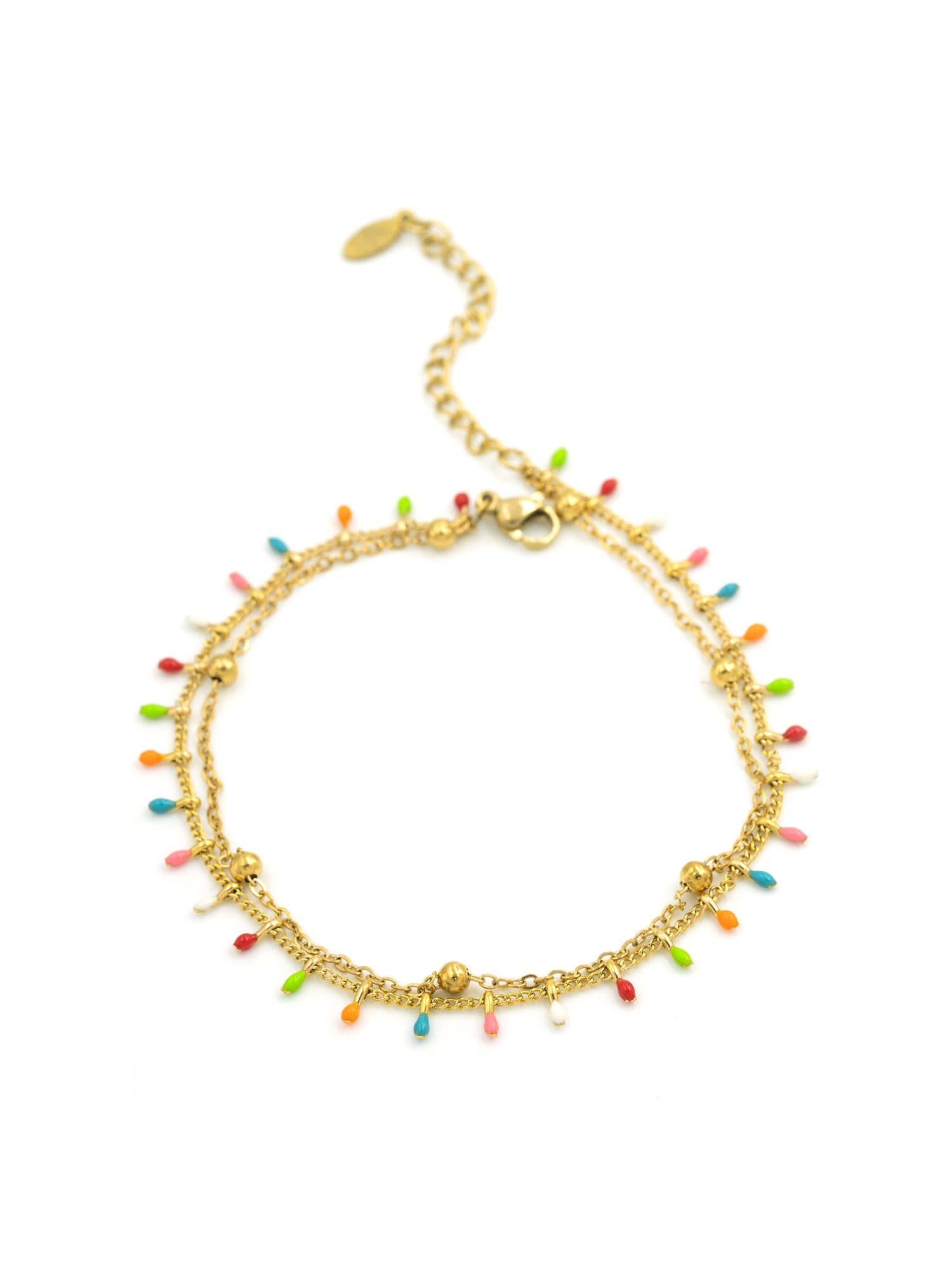 Artklim Gold Plated Multicolored Anti Tarnish Anklet
