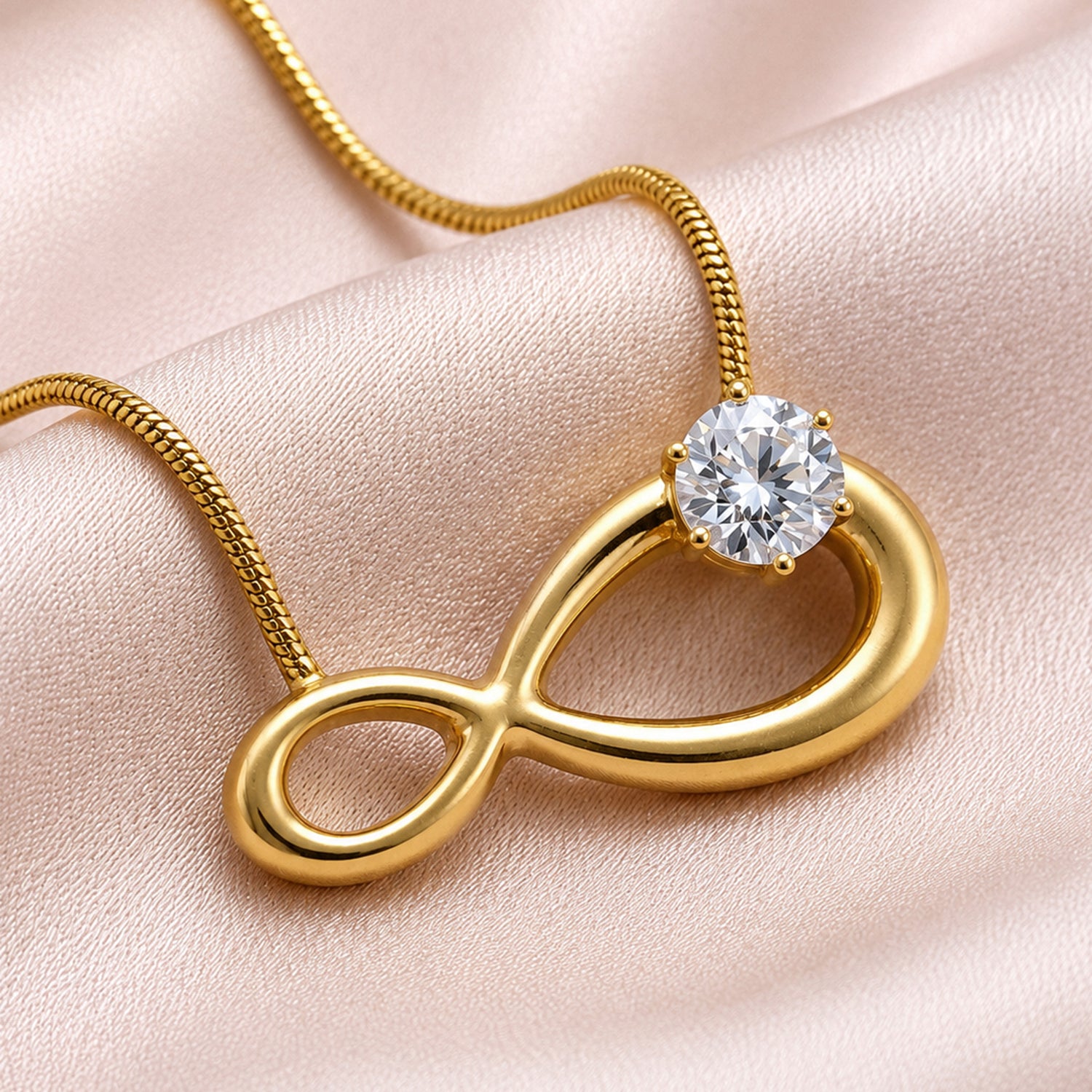 Artklim Infinity Spark Crystal Anti-Tarnish Pendant Necklace