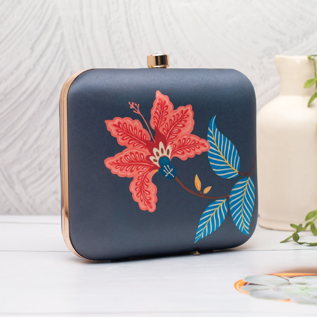 Artklim Navy Blue with Bold Portrait Clutch