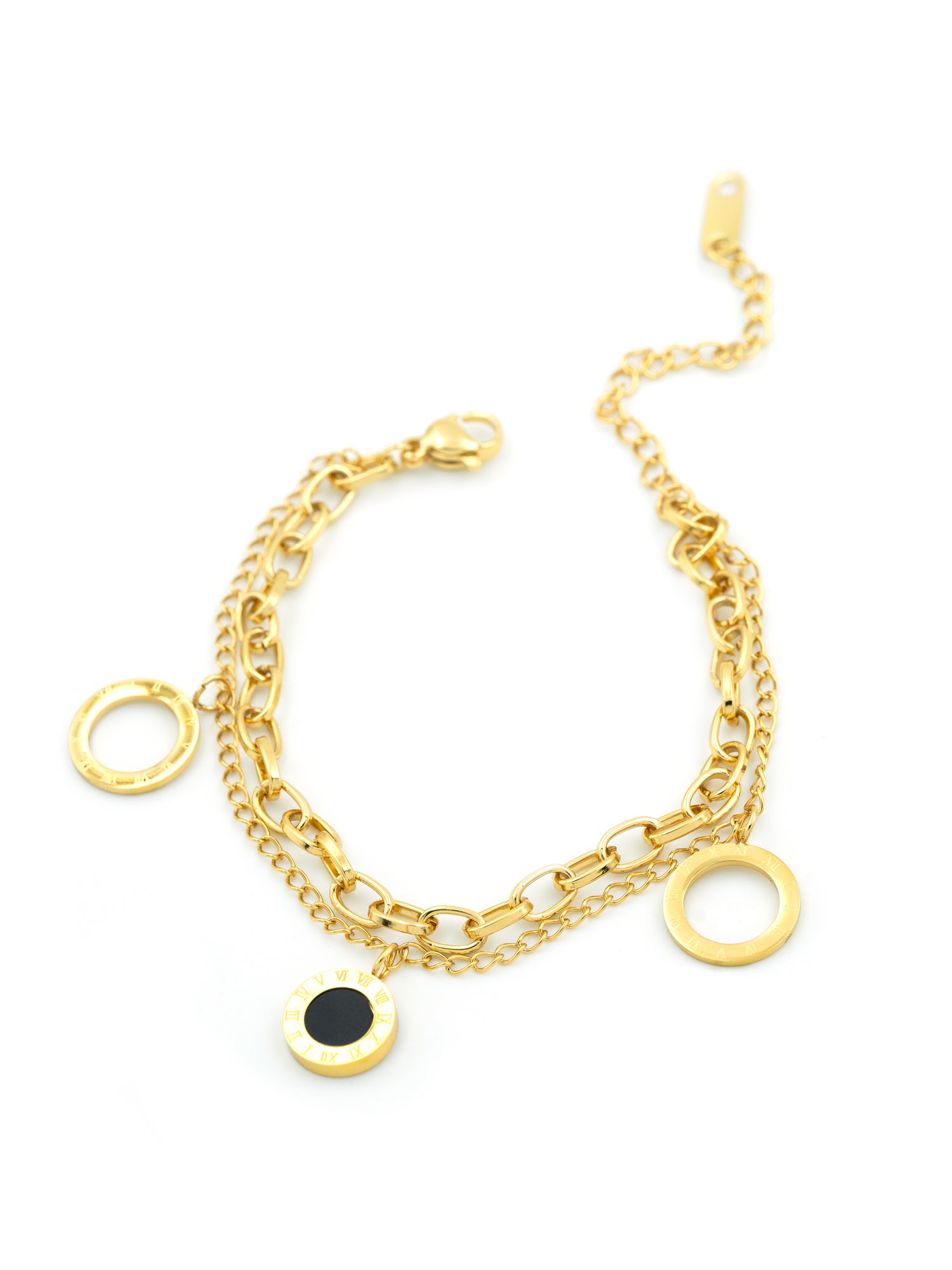 Artklim Gold PLated Anti Tarnish Golden Circle Charm Bracelet