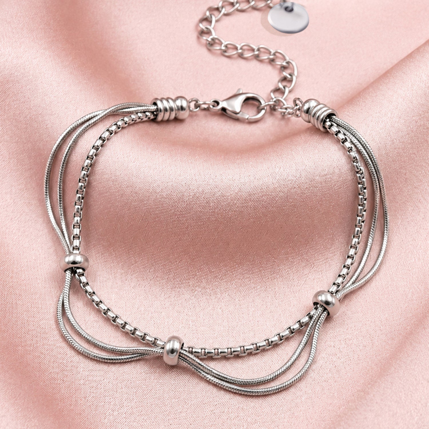 Artklim Multi Layer Silver Chain Anti-Tarnish Bracelet