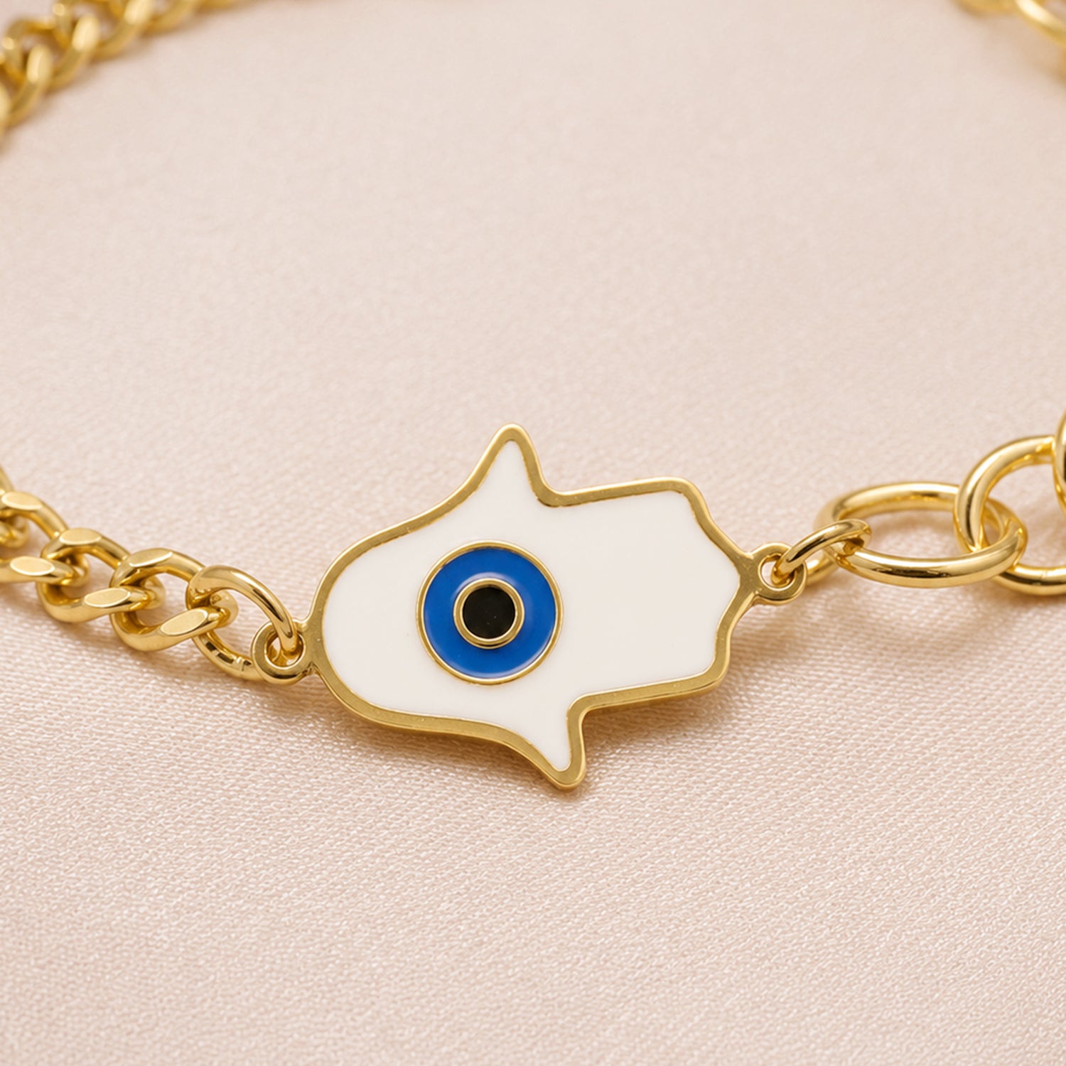 Artklim Hamsa Evil Eye Gold Charm Bracelet Anti-Tarnish Bracelet