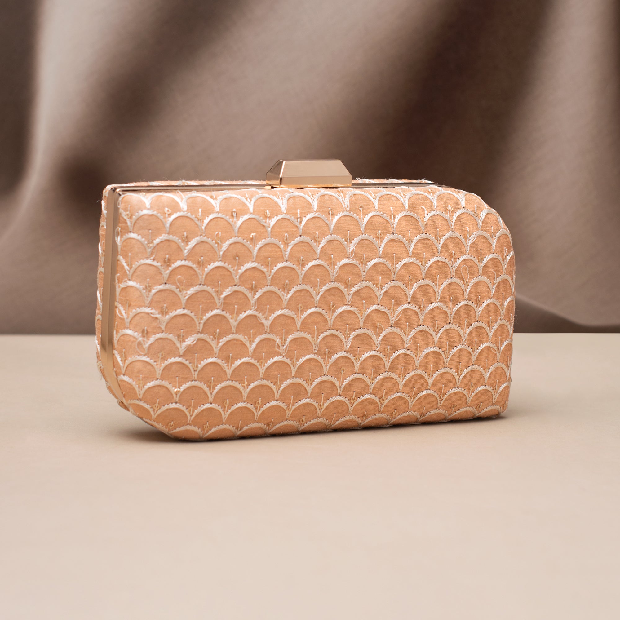 Artklim Golden Scallop Luxe Embroidered Clutch