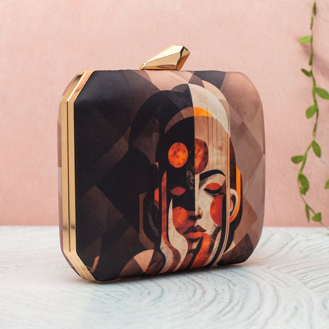 Artklim Artistic Face Illustration Printed Clutch