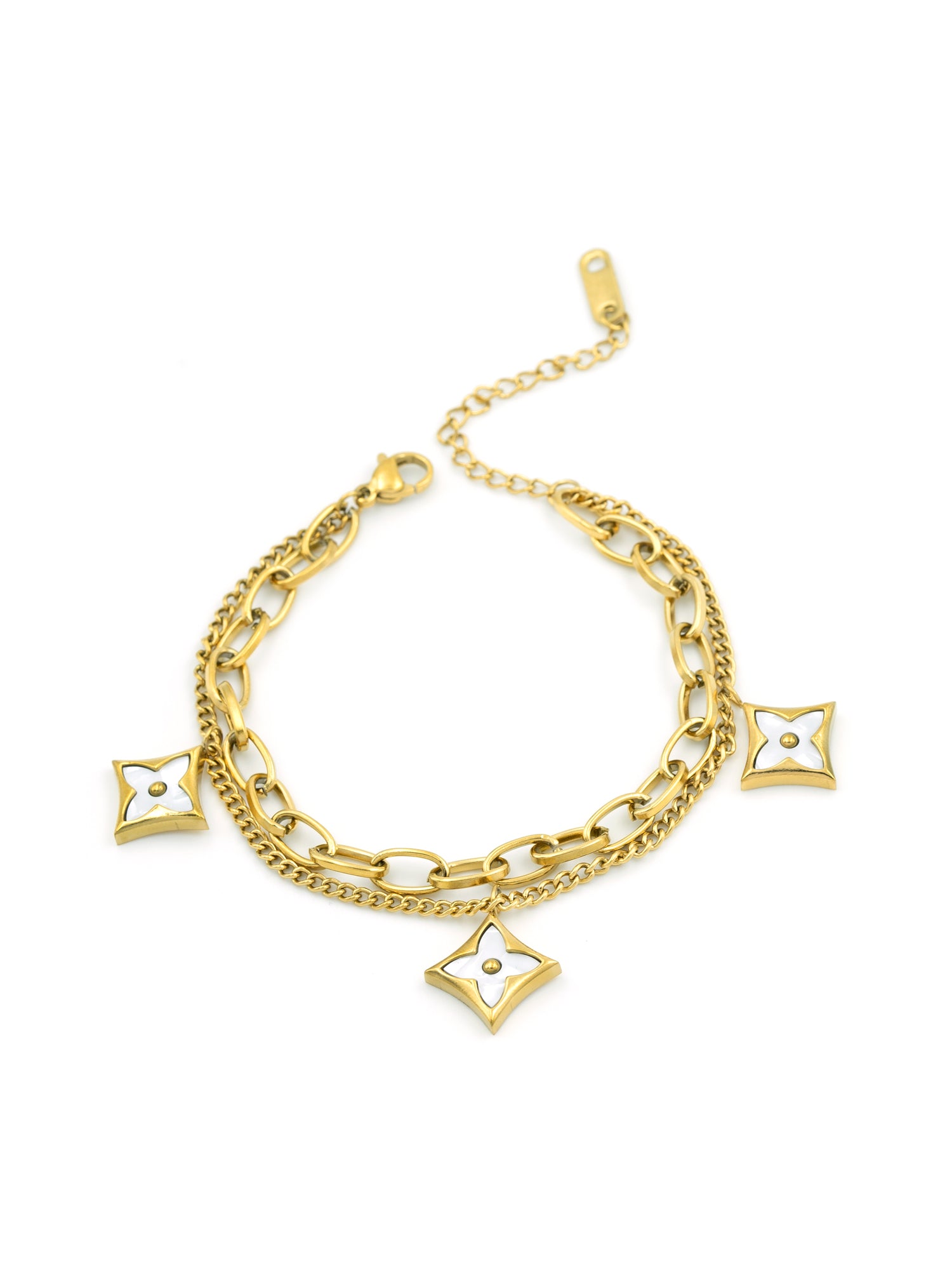 Artklim Gold Plated Anti Tarnish Star Luxe Dual Chain Bracelet