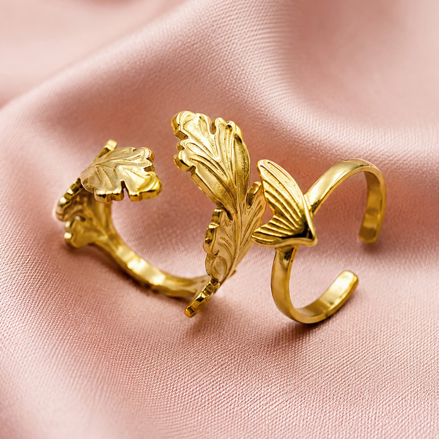 Artklim Butterfly Garden Pair Ring Set Adjustable Anti-Tarnish Ring