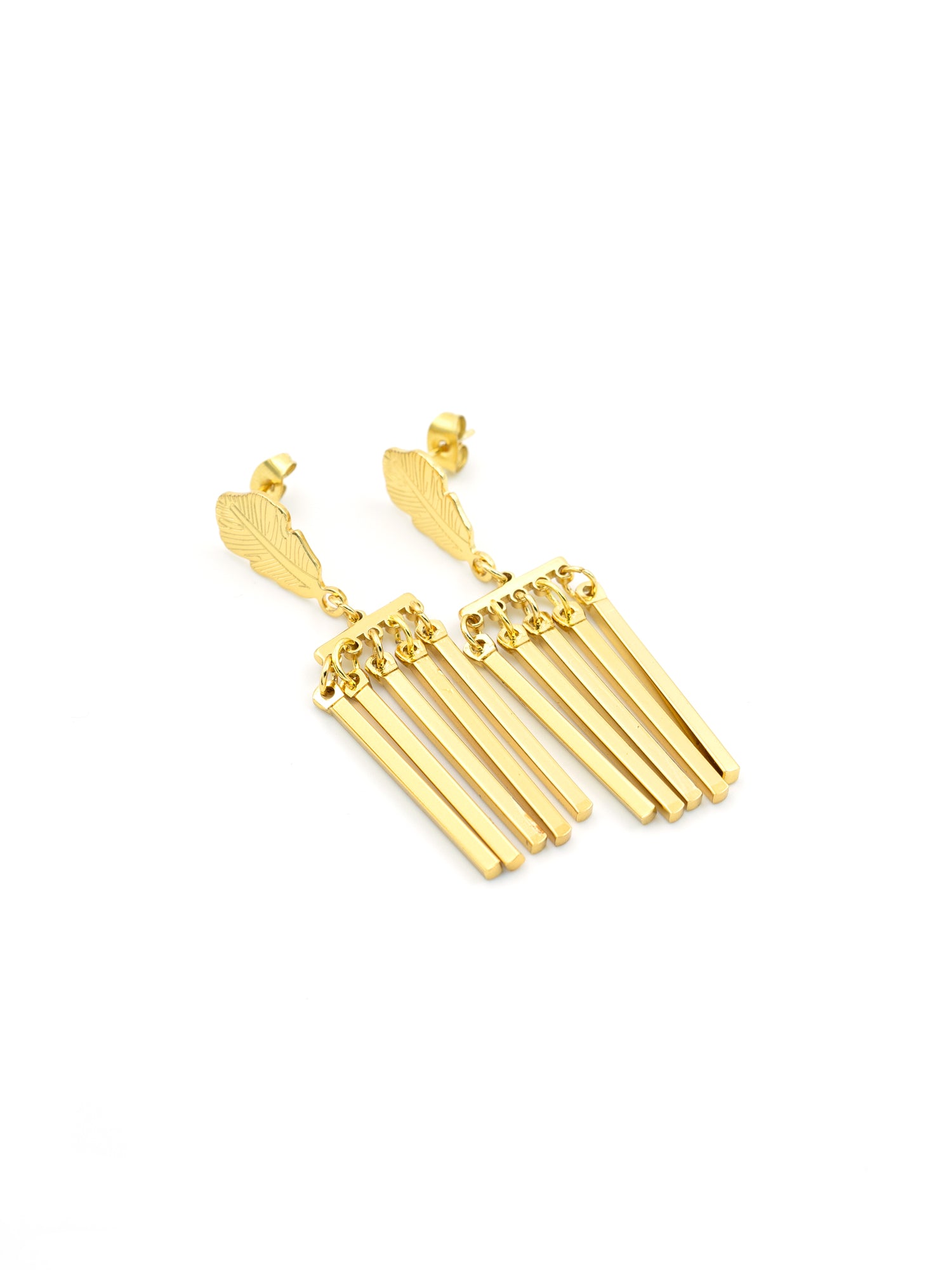 Artklim Golden Feather Chime Earrings