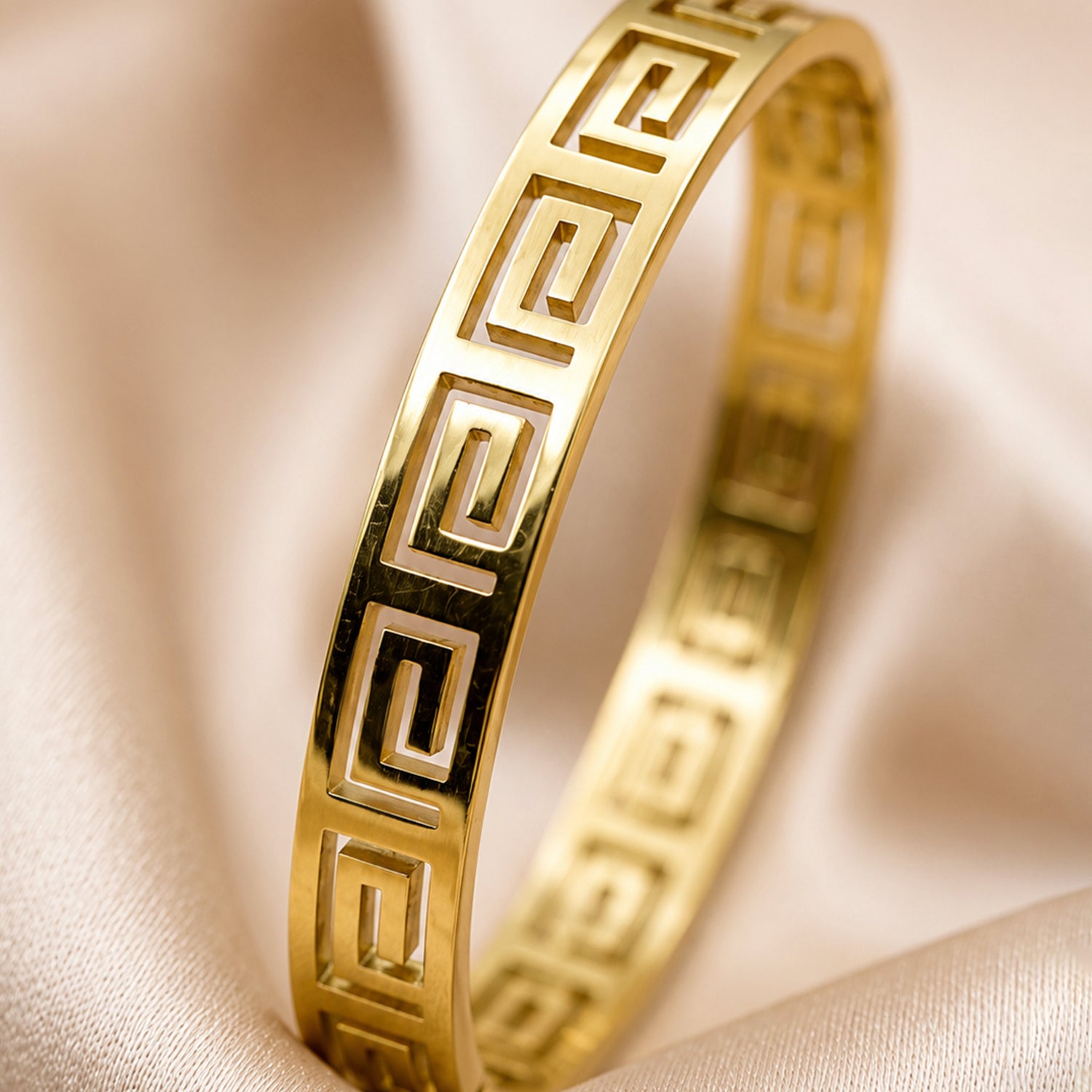 Artklim Classic Greek Key Anti-Tarnish Bangle Bracelet