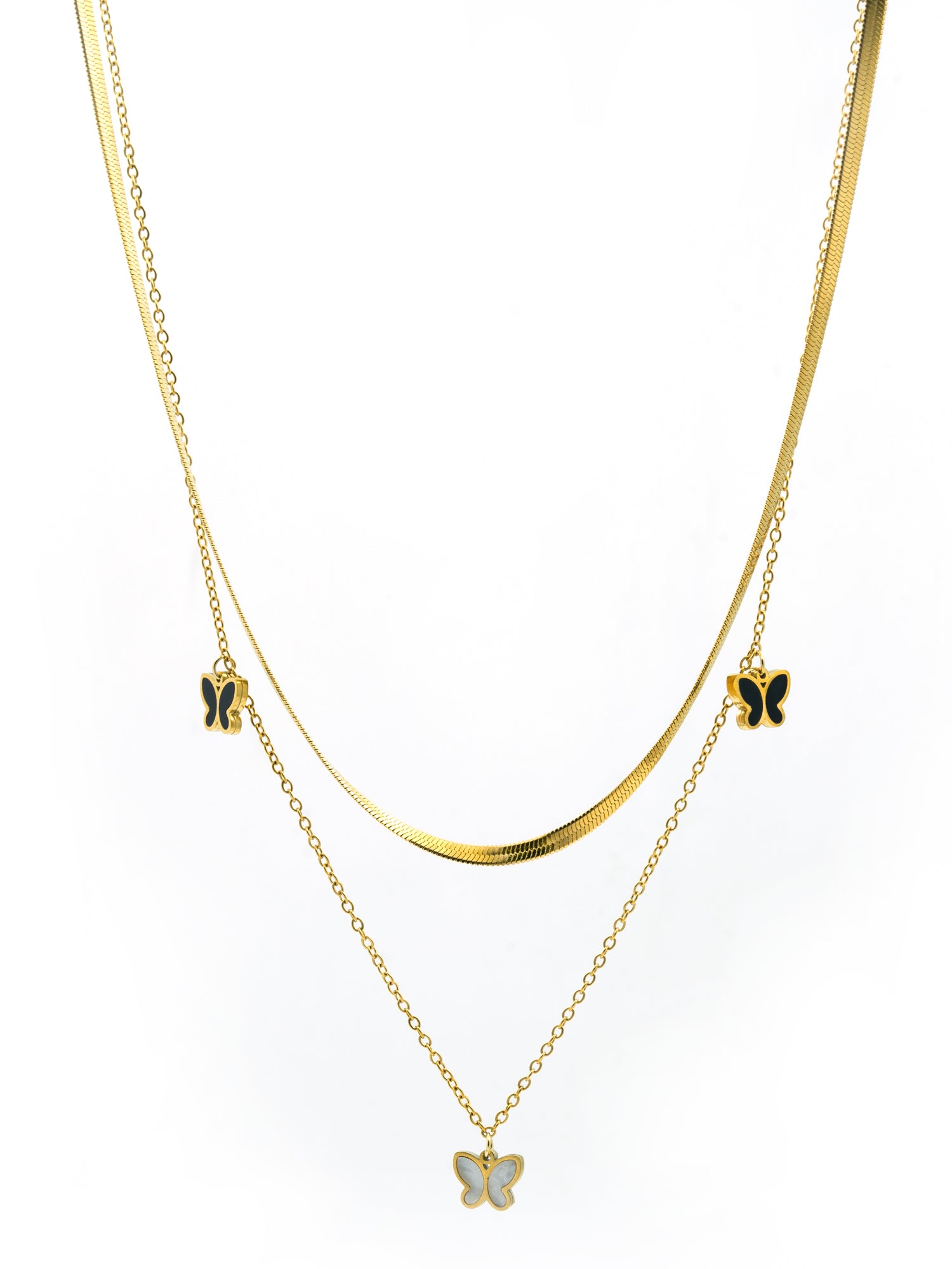 Artklim Gold Plated Butterfly Duo Anti-Tarnish Necklace