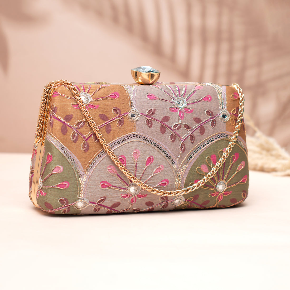 Artklim Multicolor Floral Patchwork Clutch