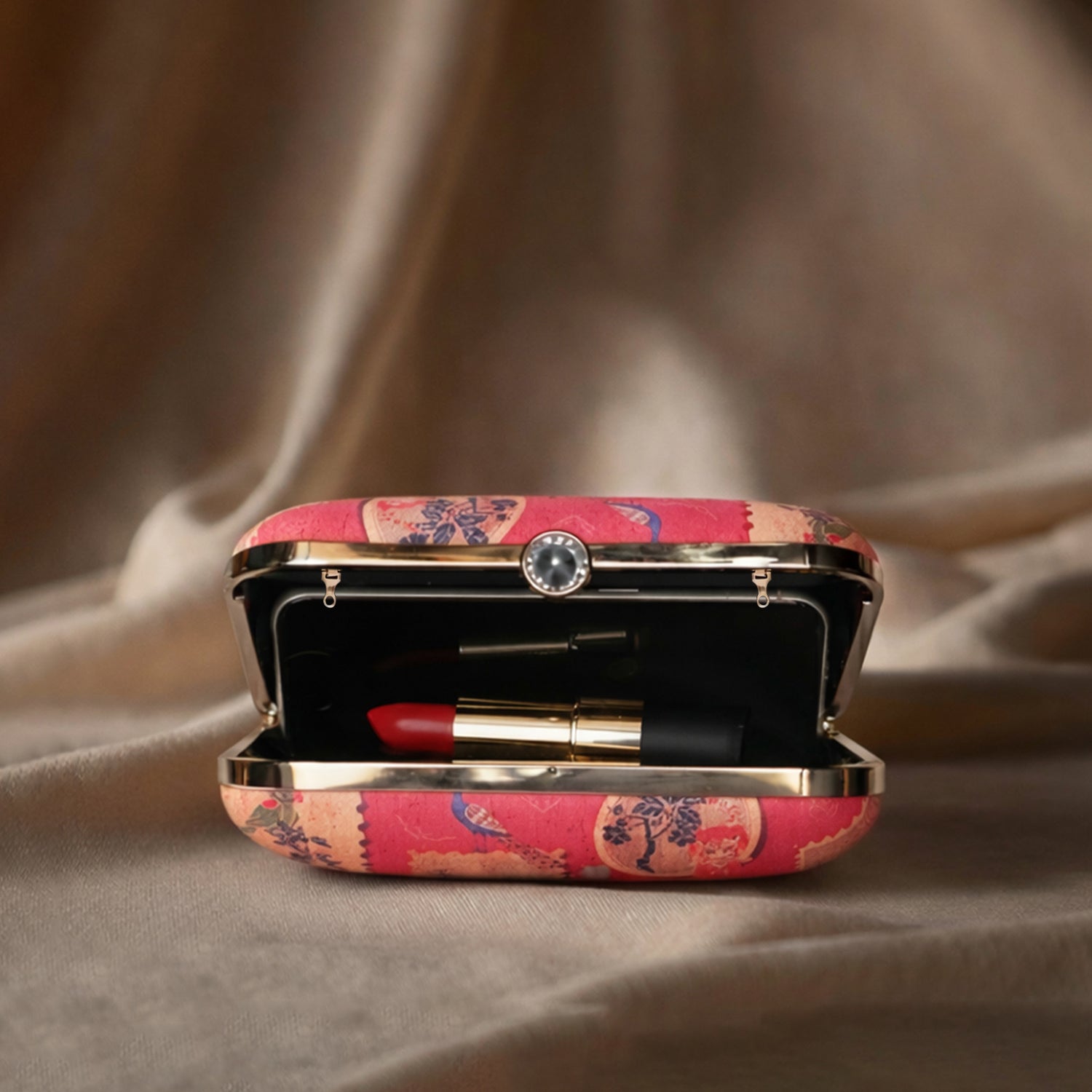 Artklim Red Tropical Print Clutch