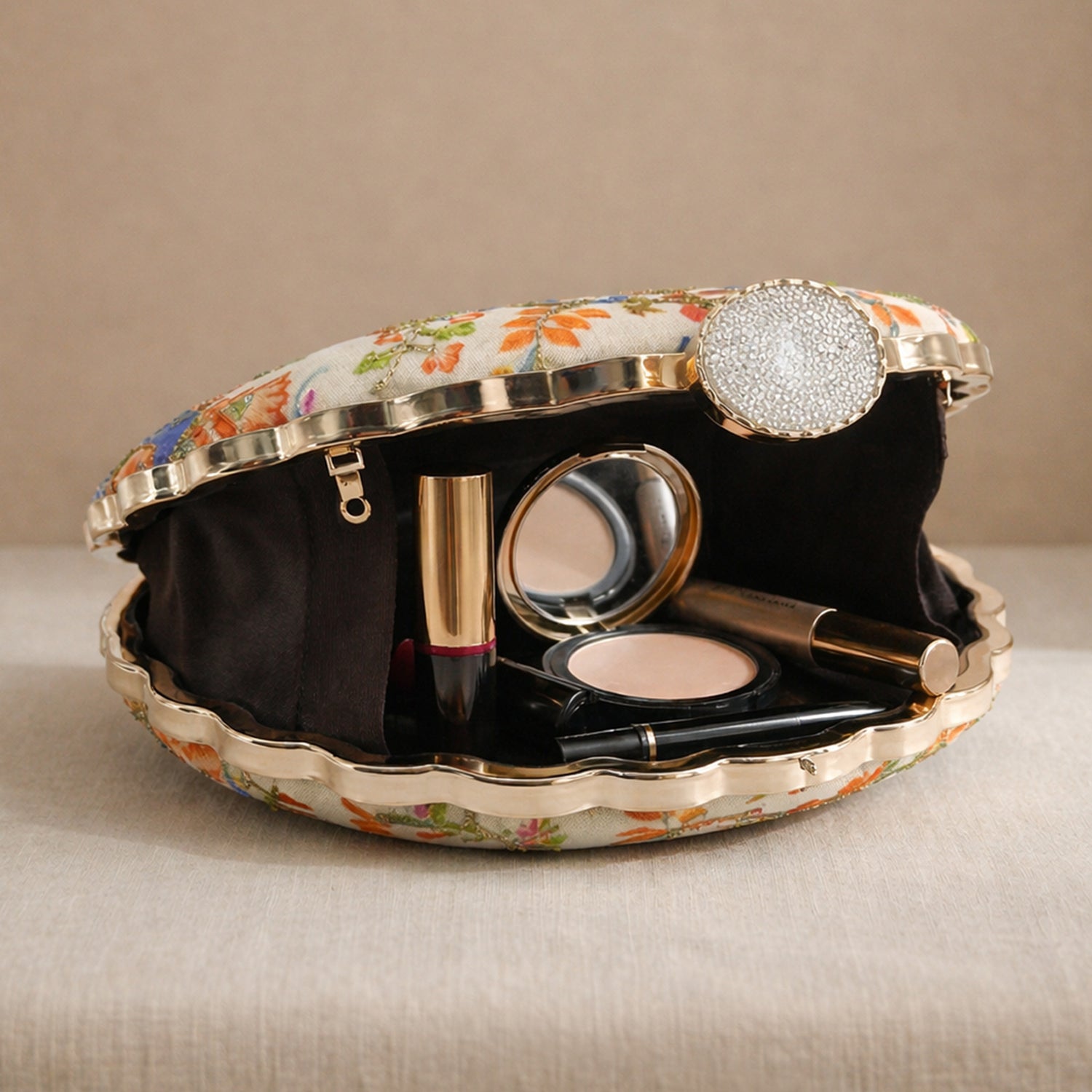 Artklim Multicolour Floral Embroidered Clutch