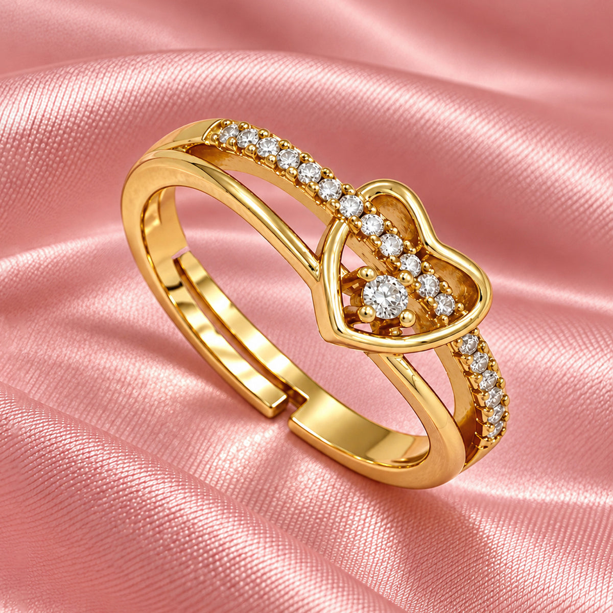 Artklim Heart Crystal Gold-Tone Anti-Tarnish Ring