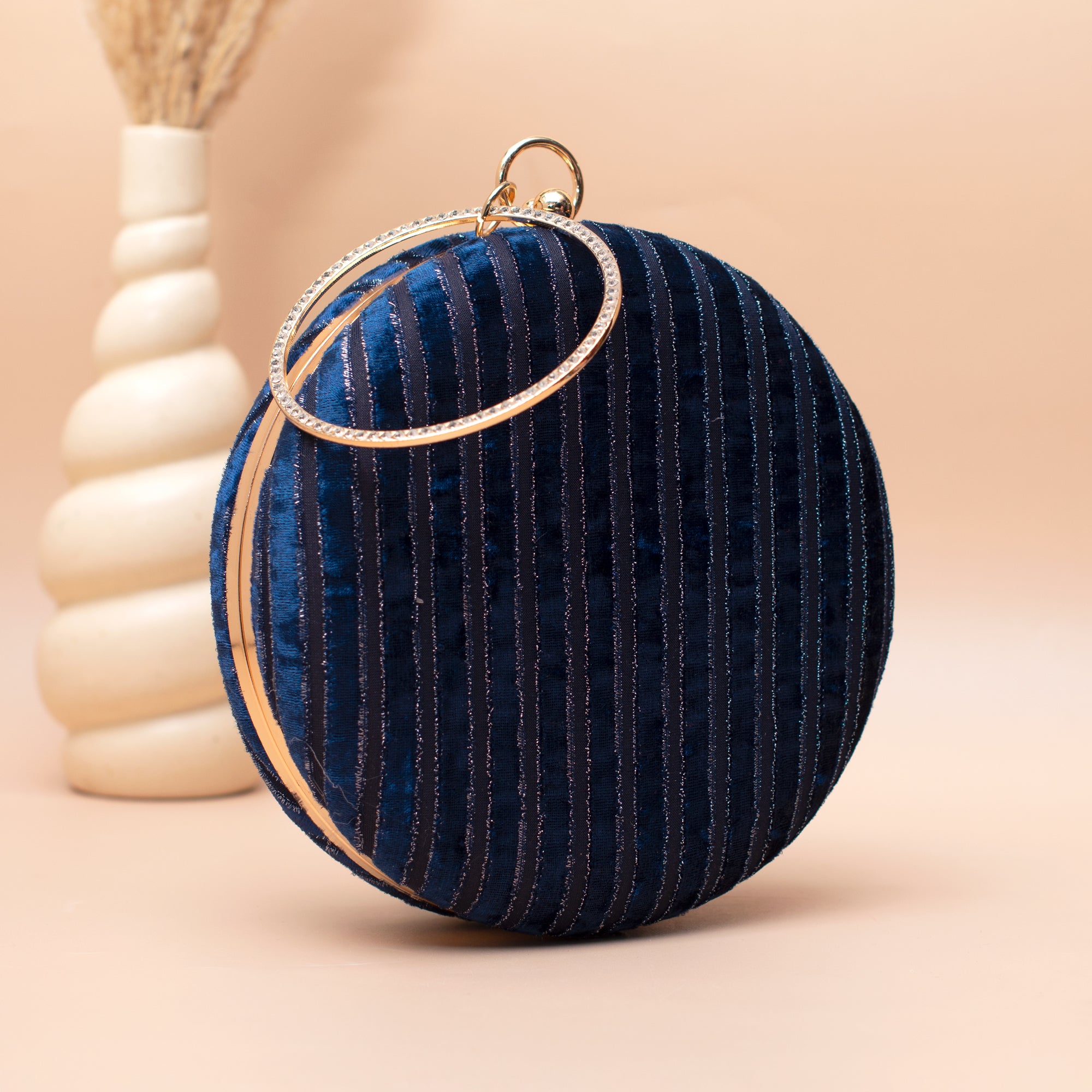 Artklim Navy Blue Embroidery Clutch