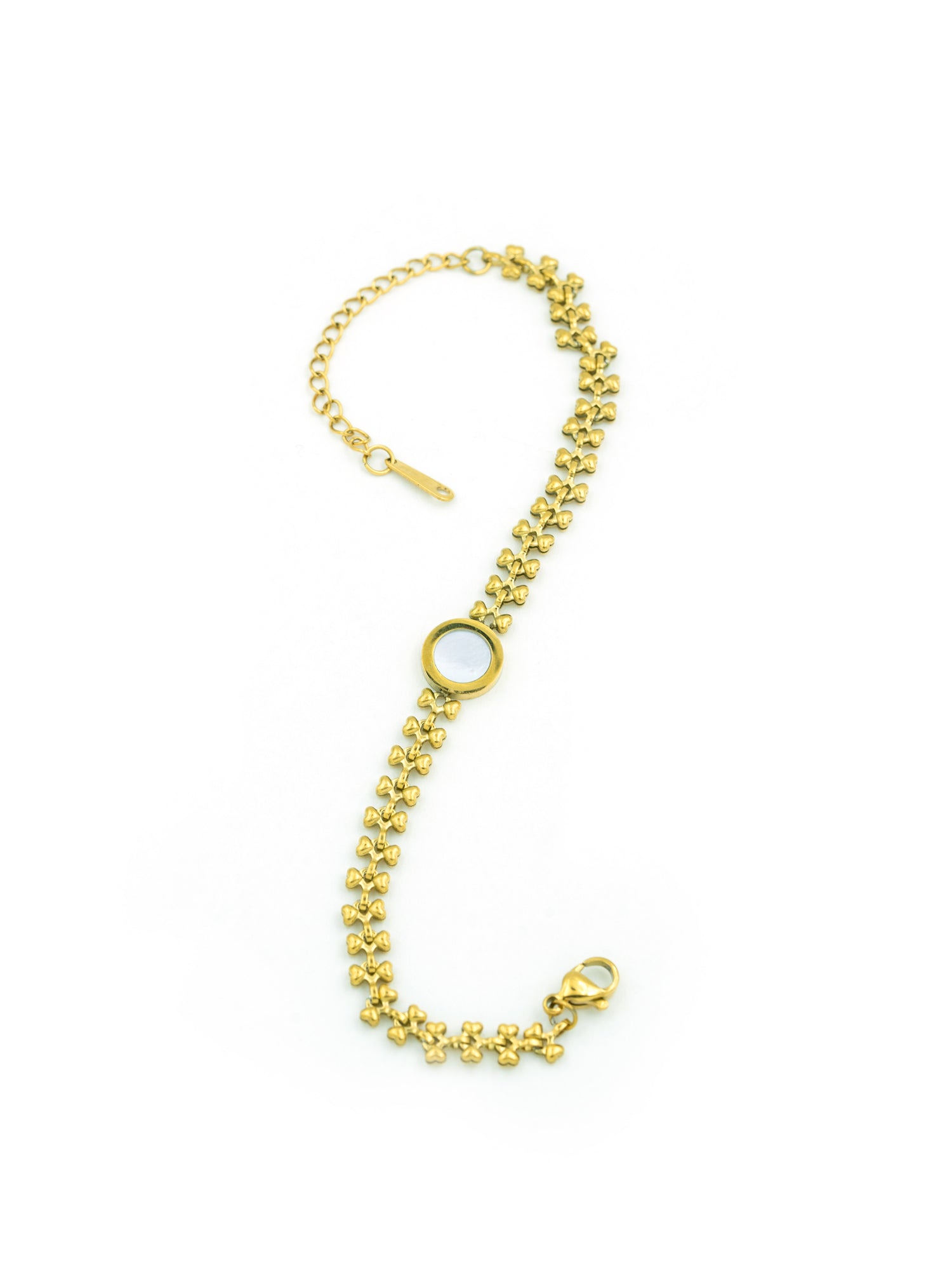 Artklim Heart Link Pearl Bracelet - Gold Plated Anti Tarnish Jewelry