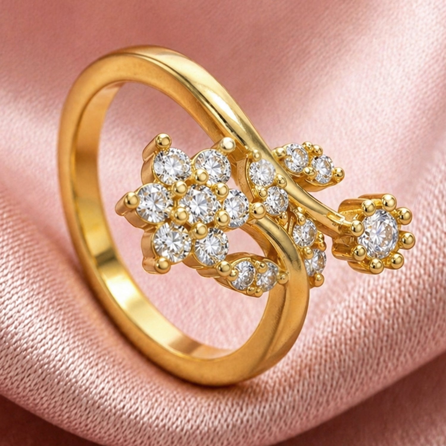 Artklim Elegant Floral Vine Gold Anti-Tarnish Ring