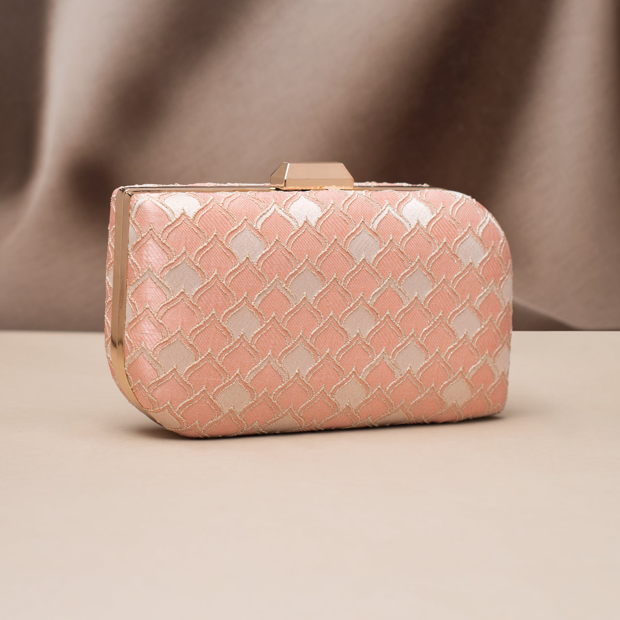 Artklim Blush Scallop Luxe Embroidered Clutch