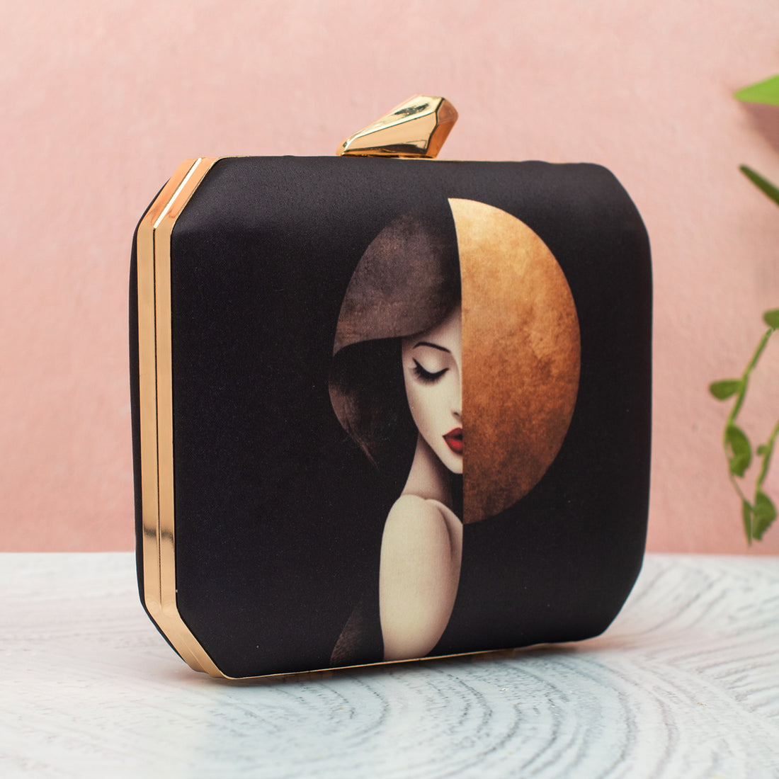 Artklim Abstract Face Art Printed Clutch