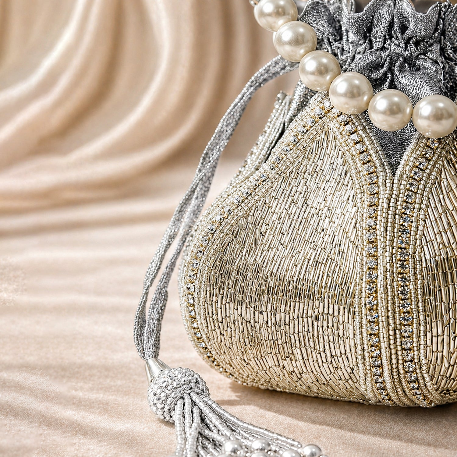 Artklim Royal Silver Pearl Potli