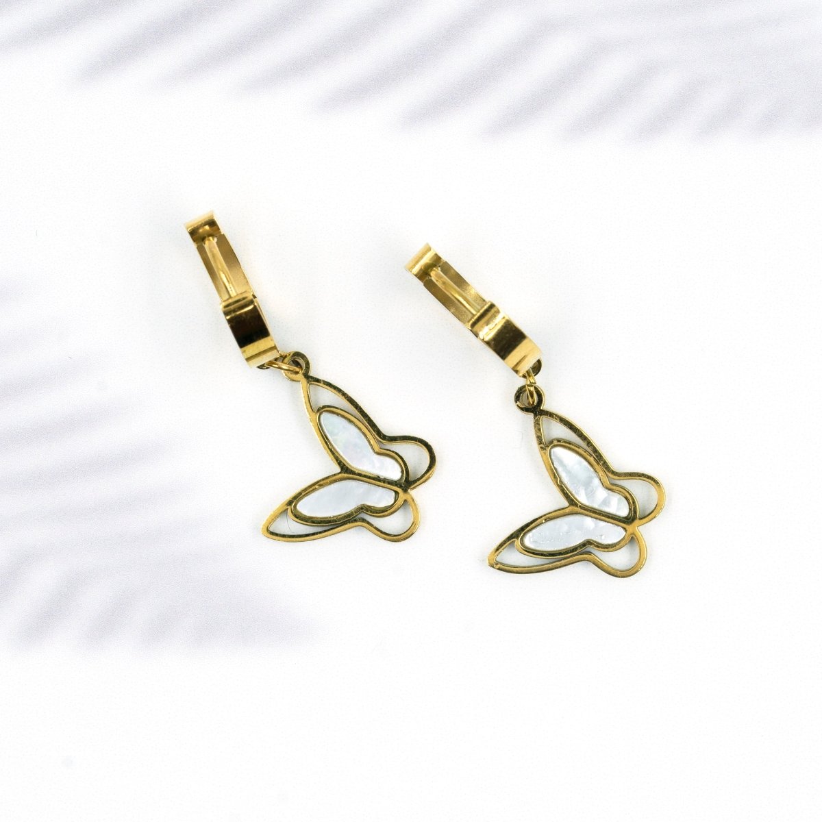 Artklim Gold Plated Butterfly Drop Hoop Earrings