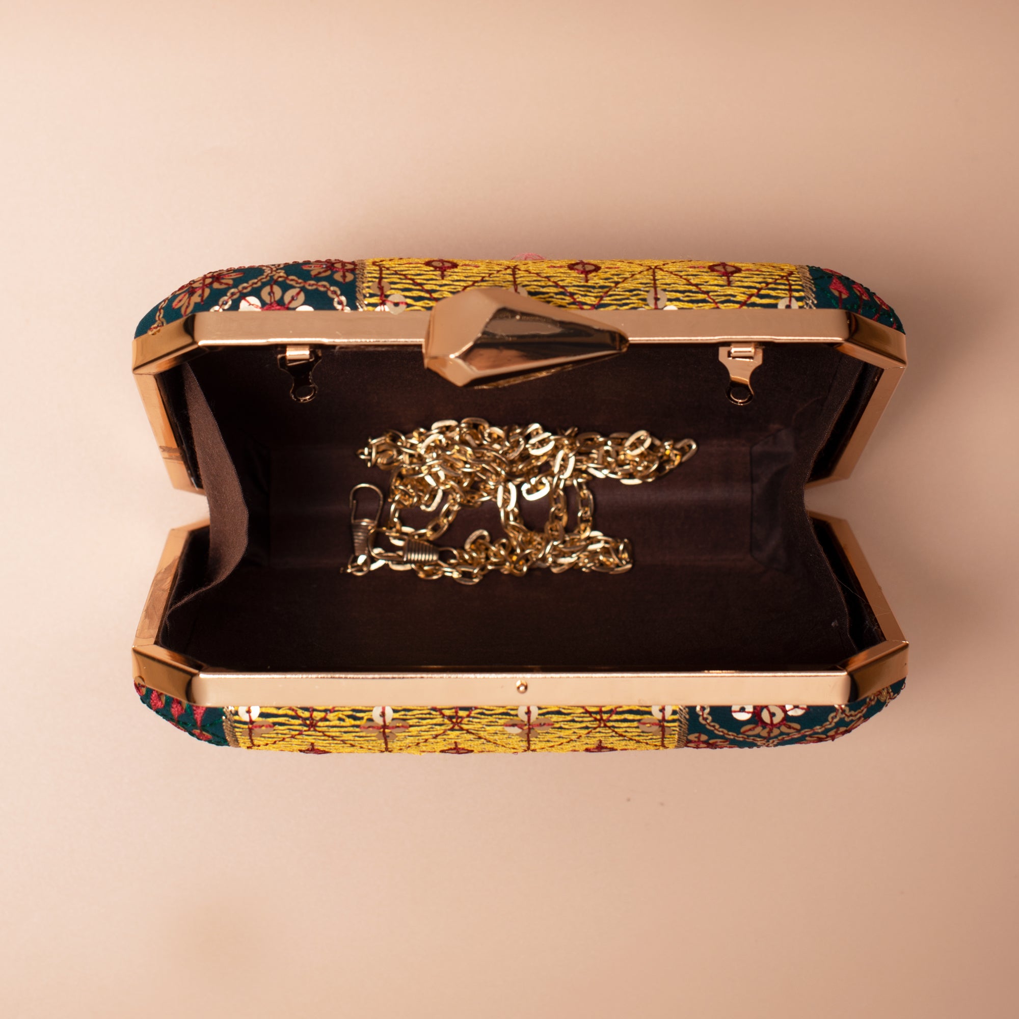 Artklim Black Based Sequins And Threadwork Embroidery Clutch
