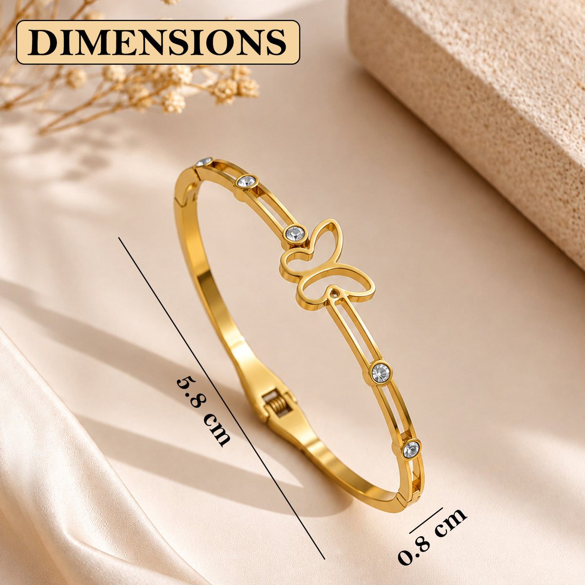 Artklim Cute Butterfly Crystal Gold-Tone Anti-Tarnish Kids Bracelet