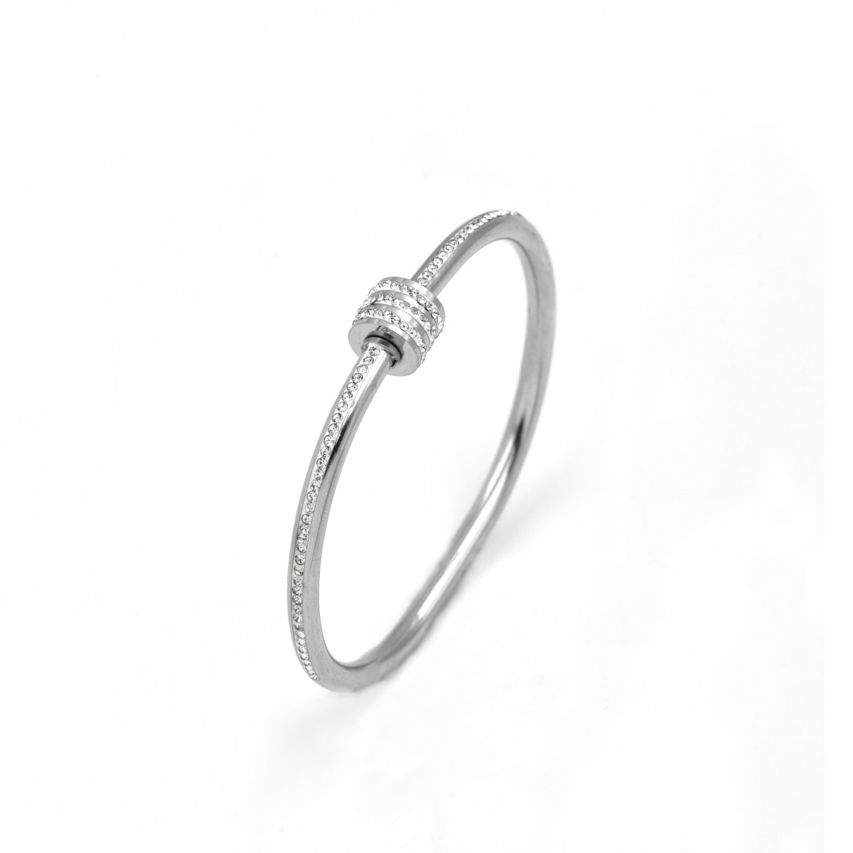 Artklim Silver Plated Elegant Studded Bangle Bracelet