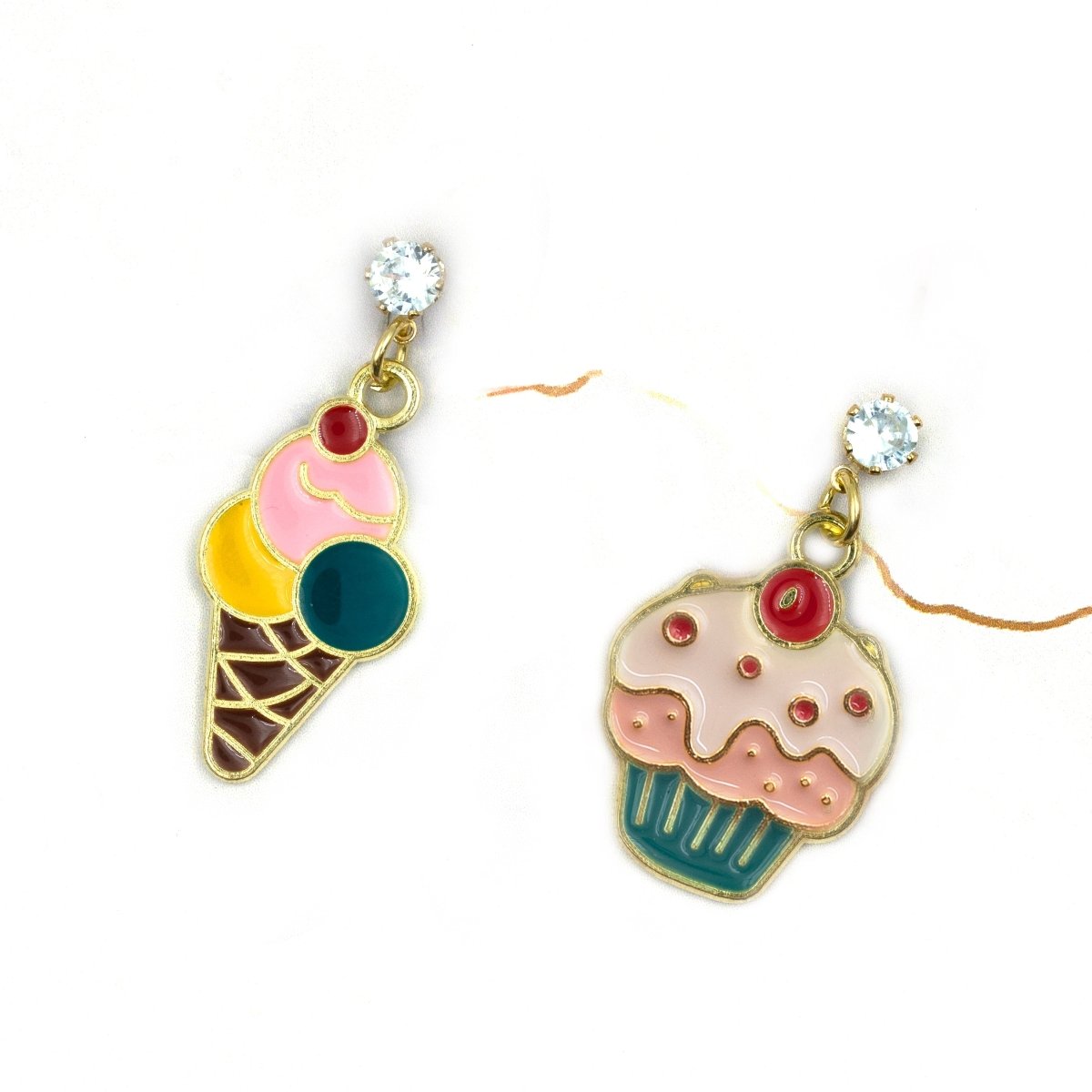 Artklim Cupcake And Ice- Cream Mismatched Drop Earrings