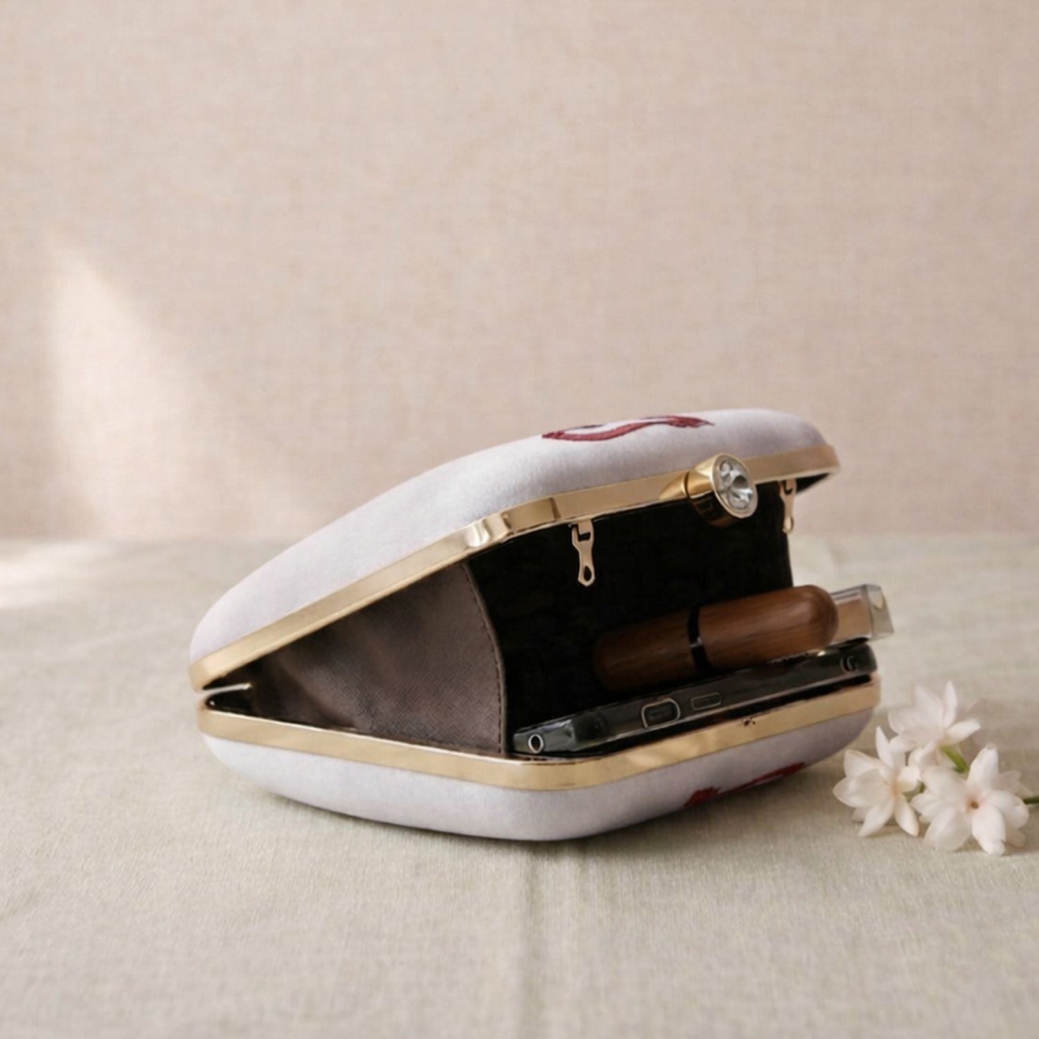 Artklim Moonlit Serenity  Lotus Garden Printed Clutch