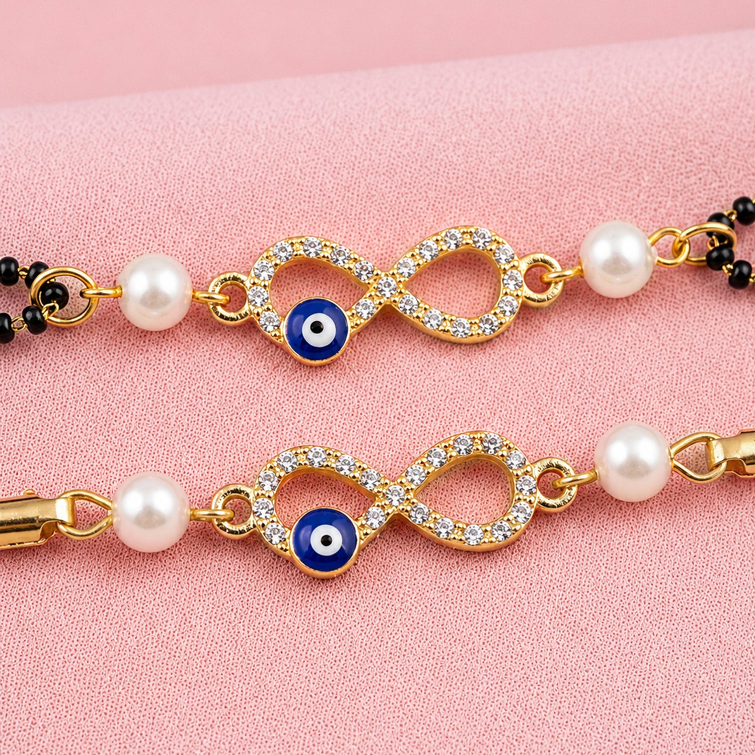 Artklim Infinity Evil Eye Bhaiya Bhabhi Rakhi Set with Pearl Beads
