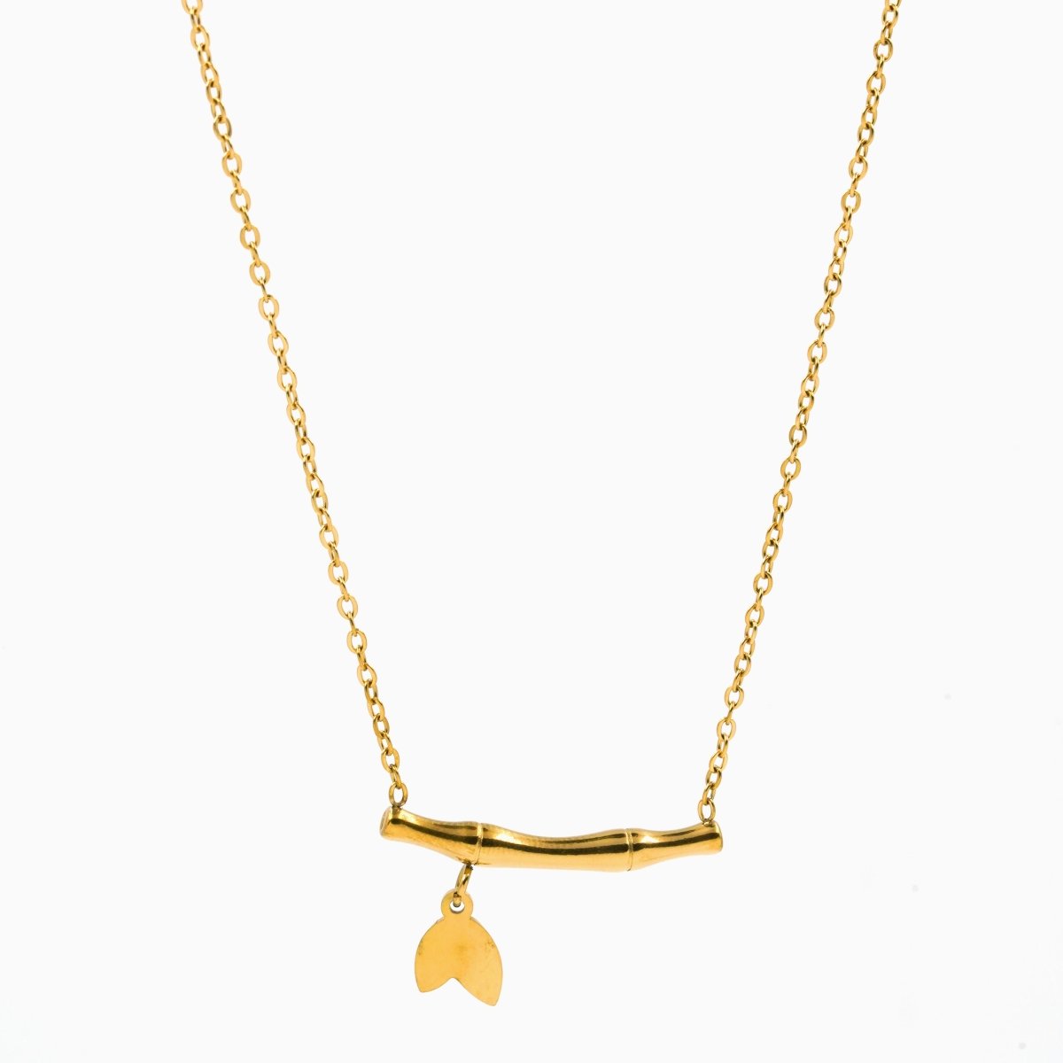 Artklim Gold Plated Bamboo Leaf Pendant Necklace