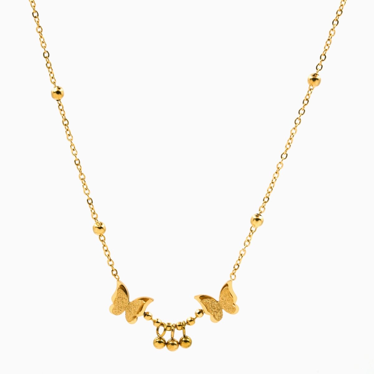 Artklim Gold Plated Butterfly And Golden Beads Necklace