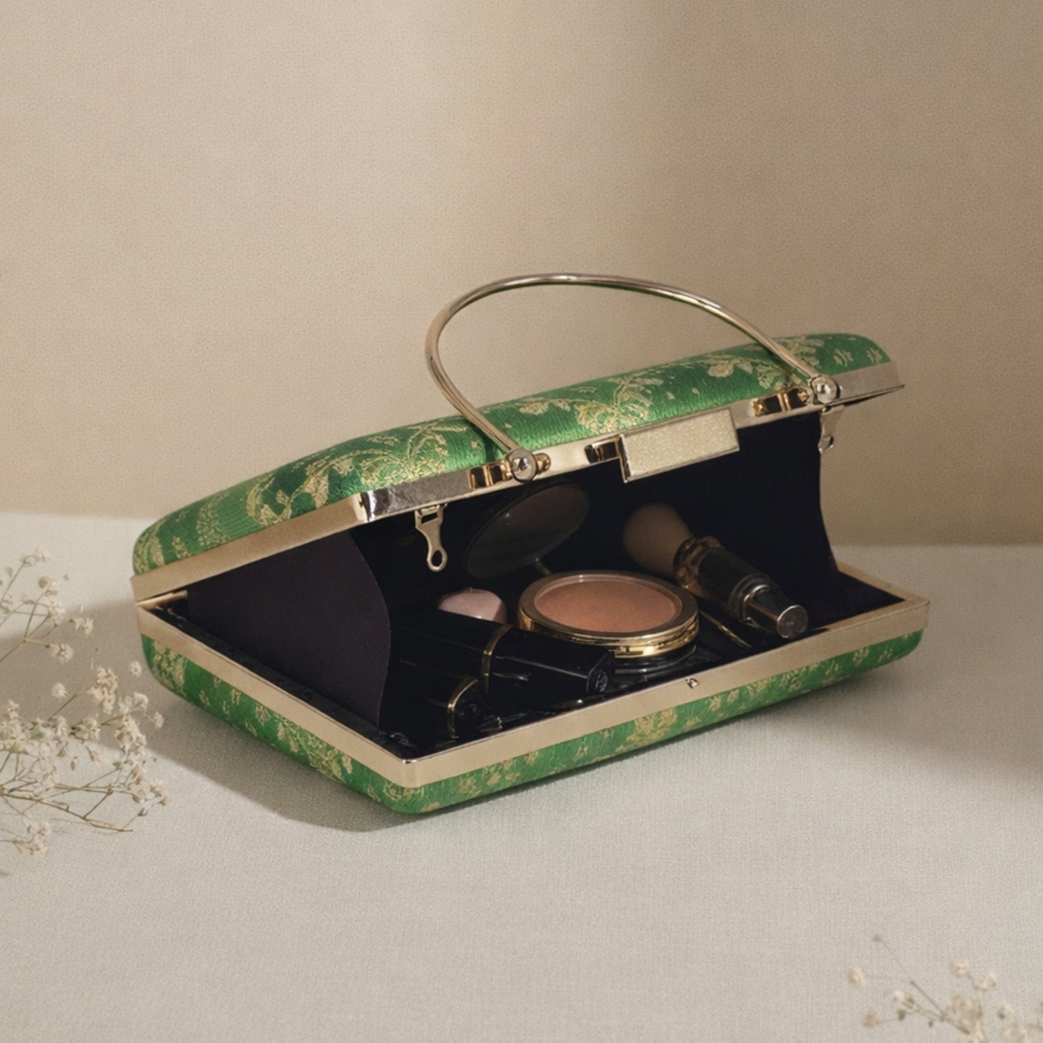 Artklim Classic Green Ethnic Embroidered Clutch