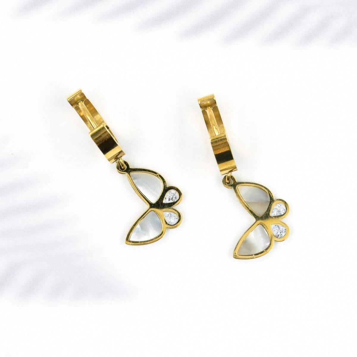 Artklim Gold Plated Butterfly Drop Hoop Earrings