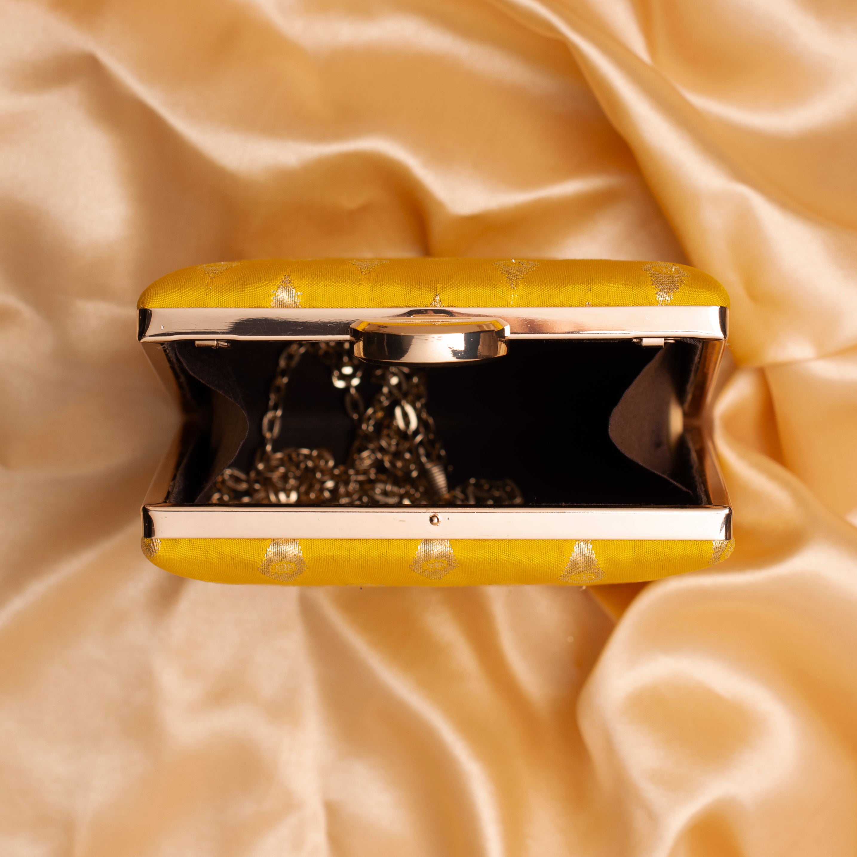 Artklim Yellow Based Brocade Fabric Ethnic Clutch