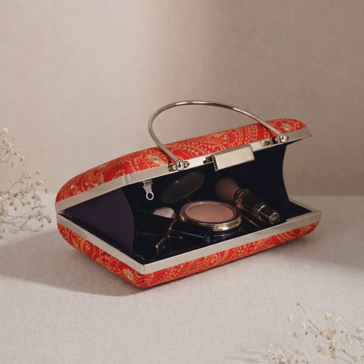 Artklim Red & Orange Embroidered Clutch