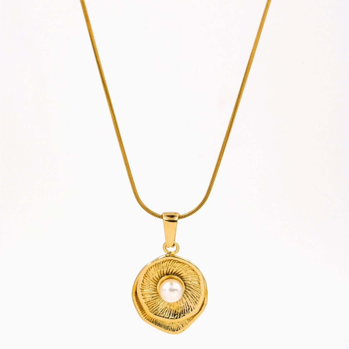 Artklim Gold Plated Spiral Pearl Pendant Necklace