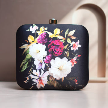 Artklim Black Floral Printed Clutch