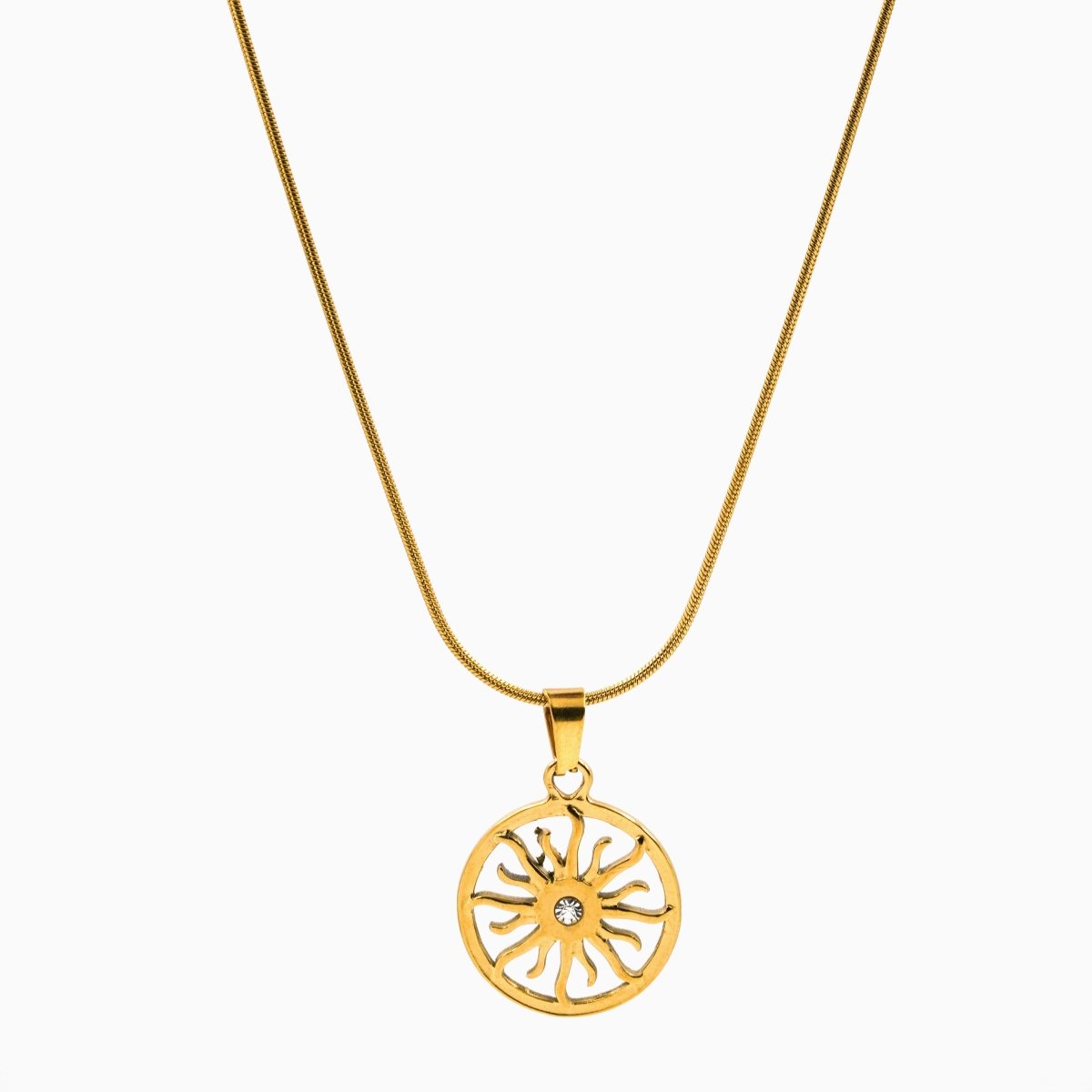 Artklim Gold Plated Radiant Sun Pendant Necklace