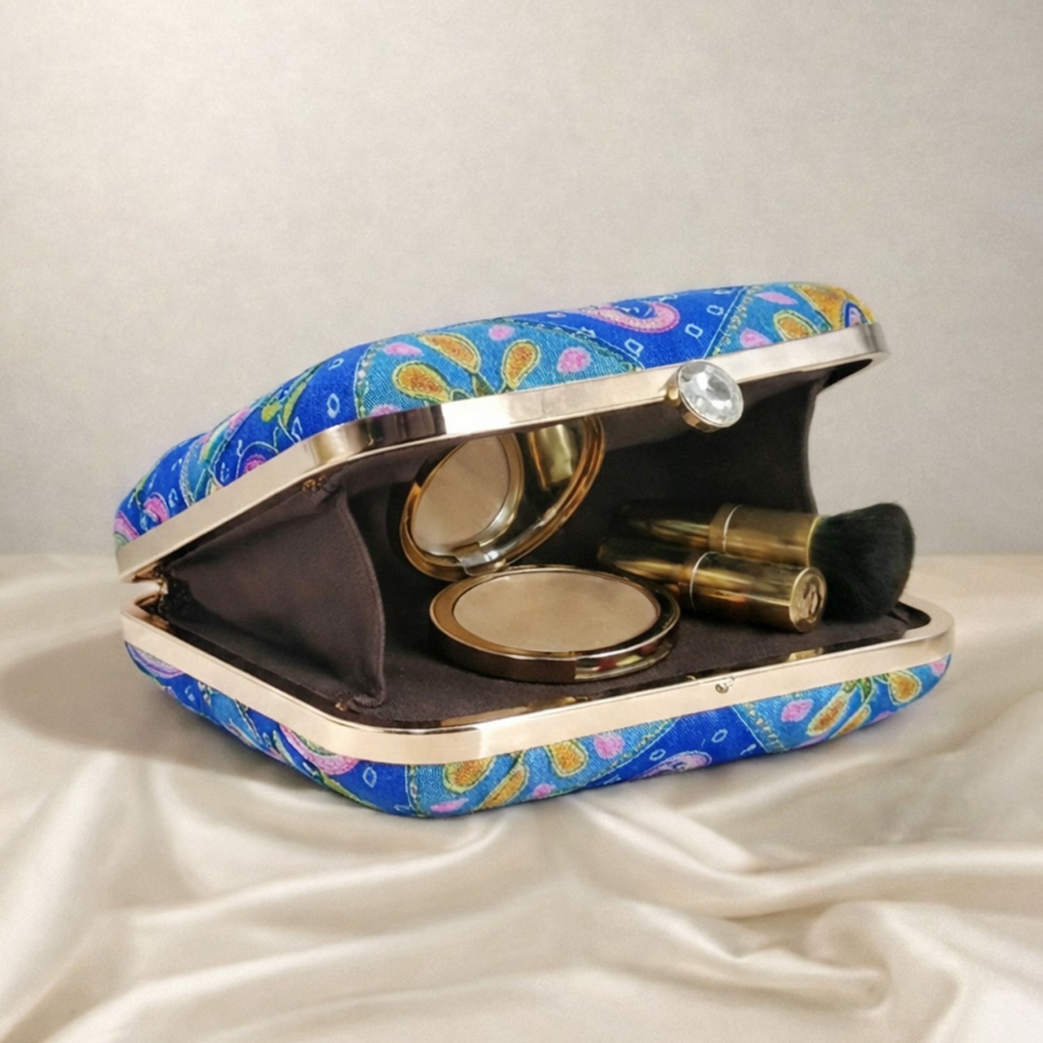 Artklim Festive Special Royal Blue Floral Embroidered Clutch