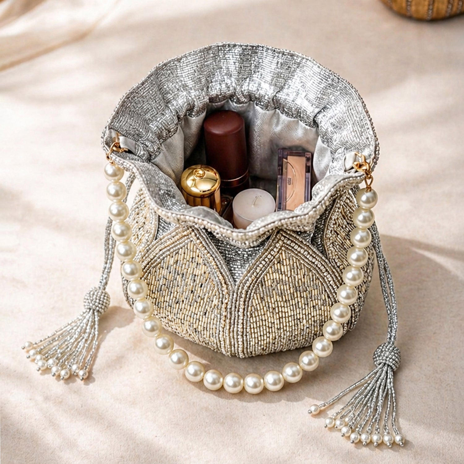Artklim Royal Silver Pearl Potli
