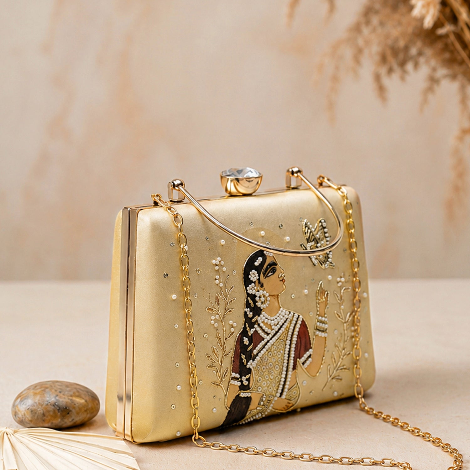 Artklim Graceful Lady & Butterfly Artistic Clutch